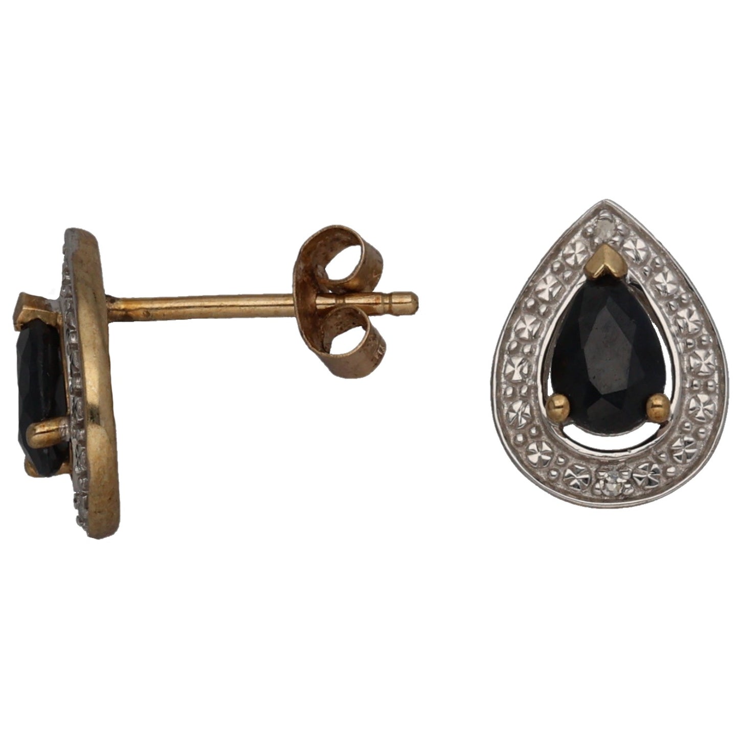 9ct Gold 0.01ct Diamond & Sapphire Dress/Cocktail Earrings