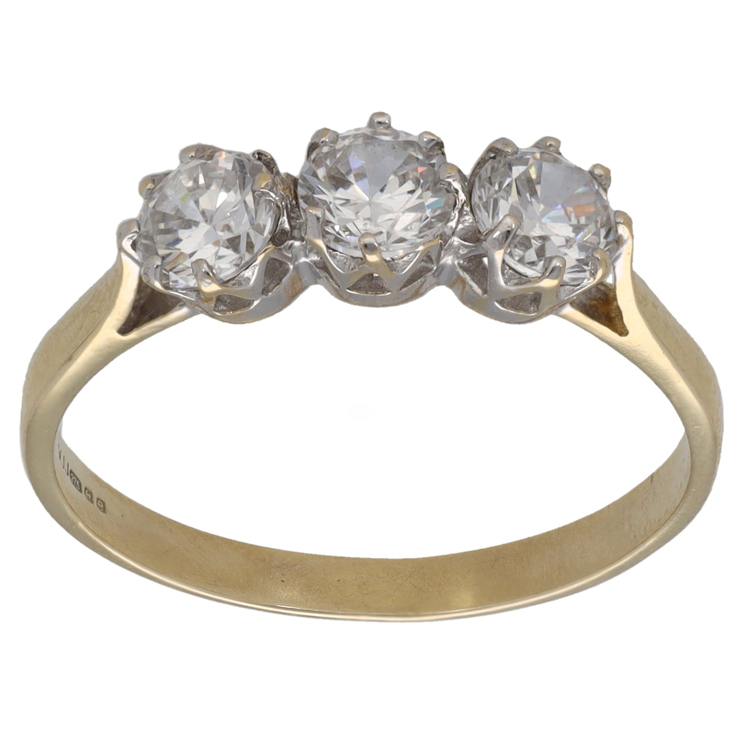 9ct Gold Cubic Zirconia Trilogy Ring Size Q