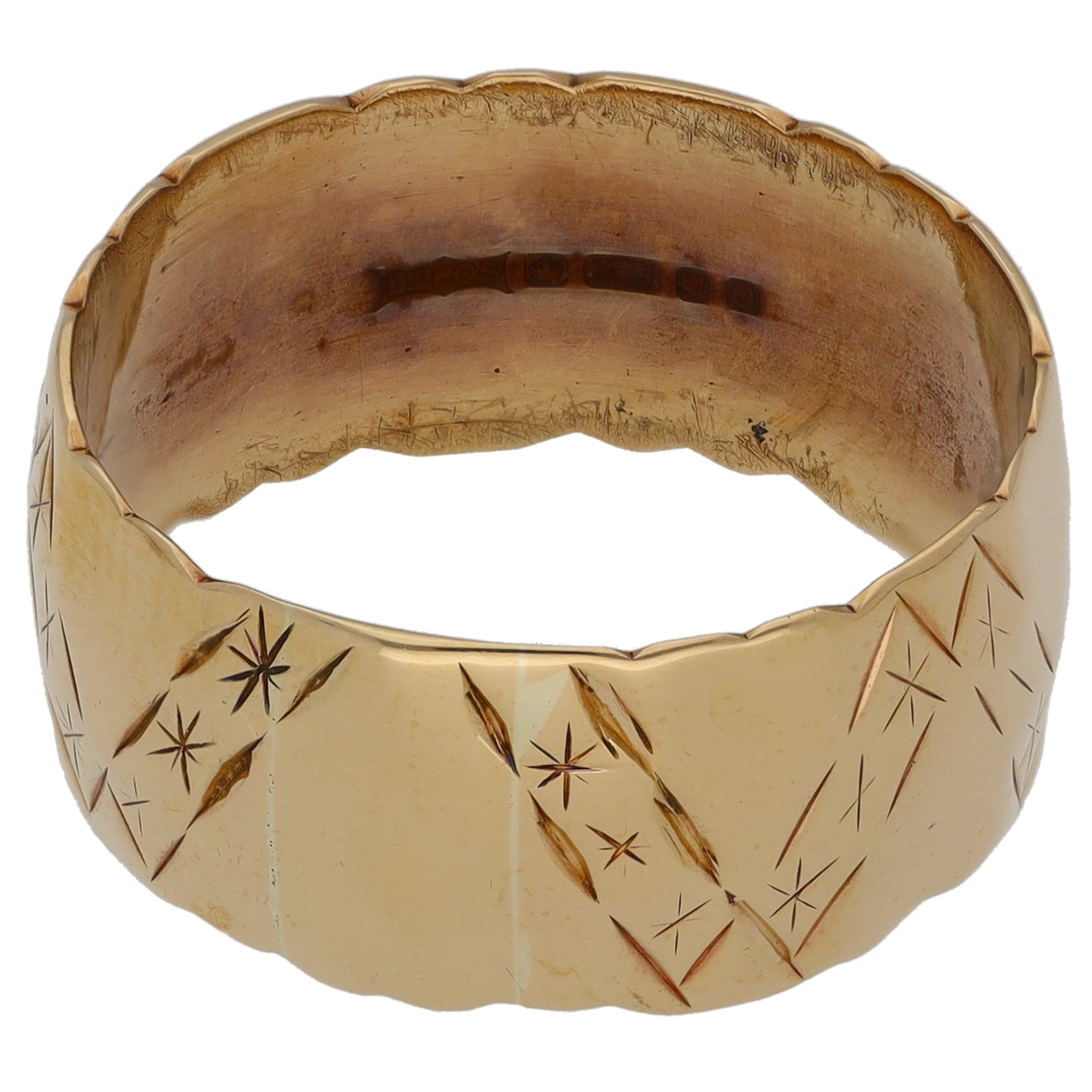 9ct Gold Patterned Wedding Ring Size P