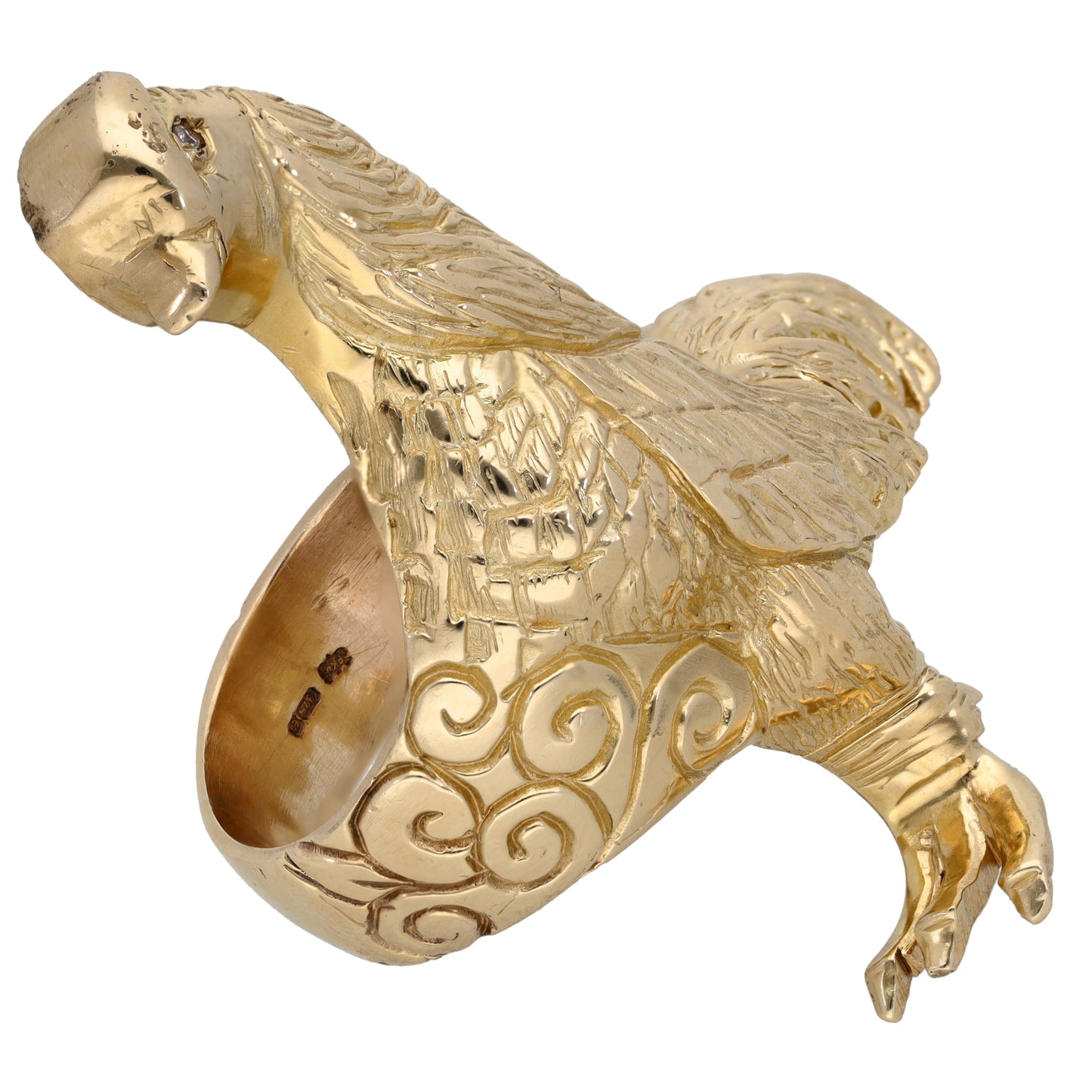 9ct Gold 0.05ct Diamond Rooster Ring Size Z