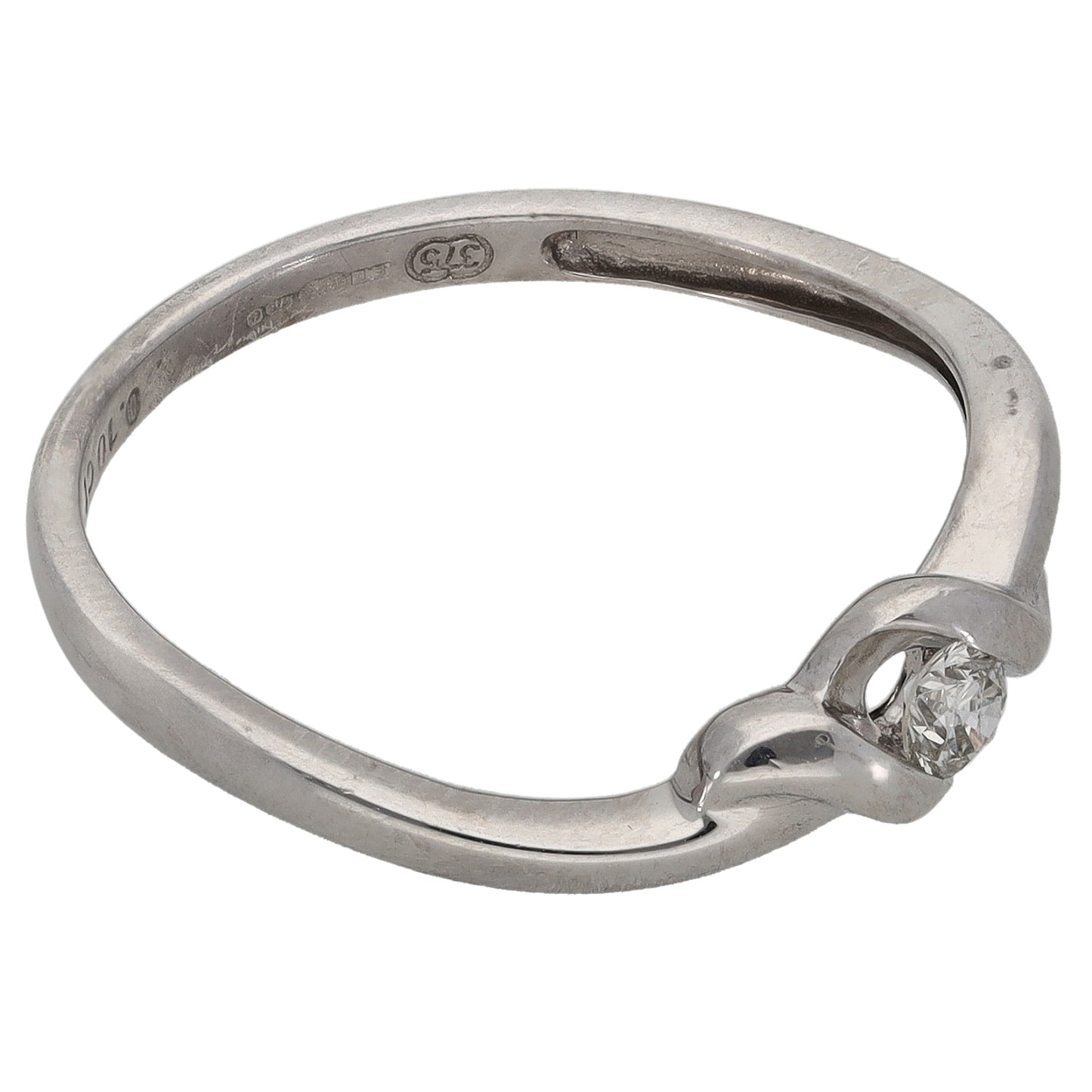9ct White Gold 0.10ct Diamond Solitaire Ring Size P