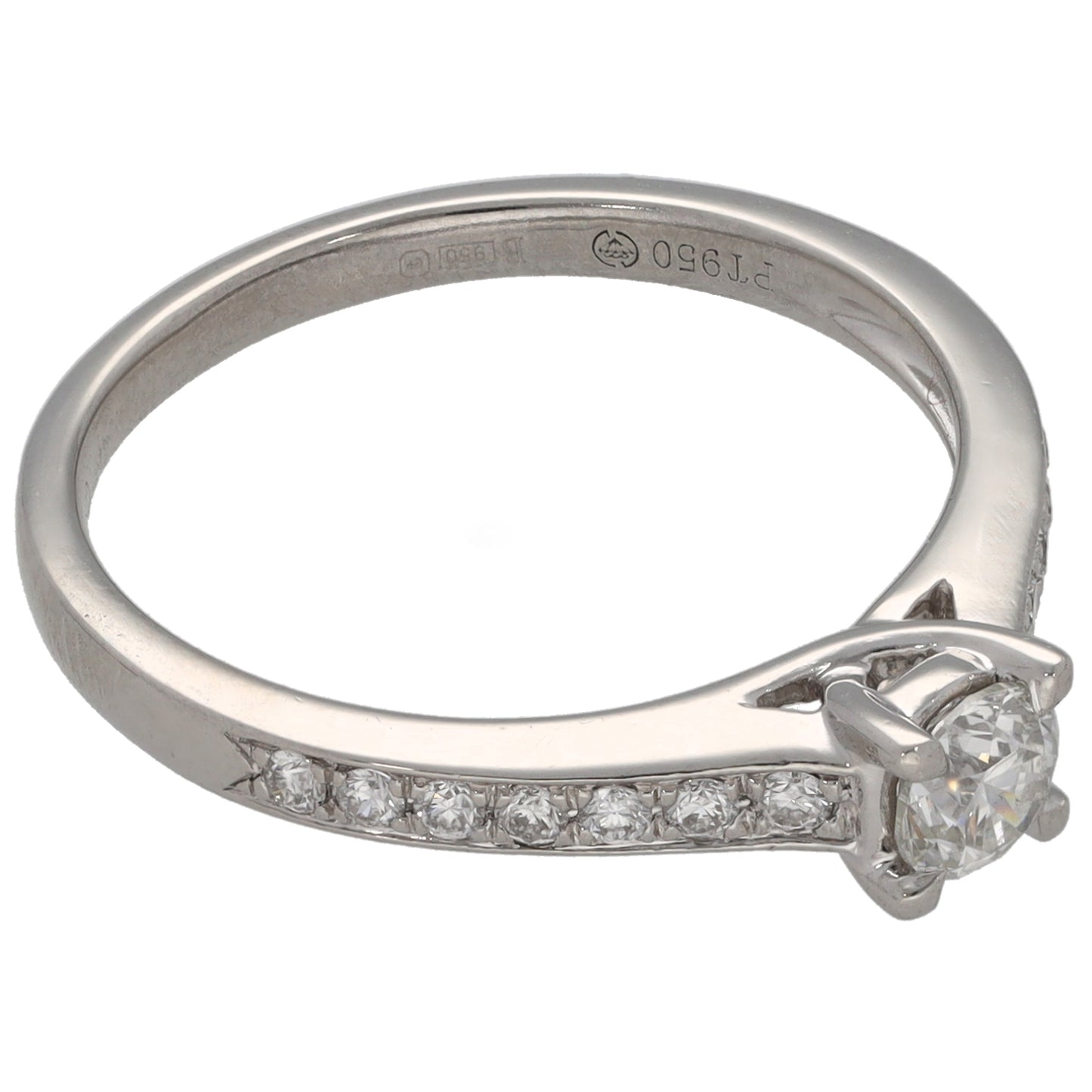 Platinum 0.48ct Diamond Solitaire Ring With Accent Stones Size M