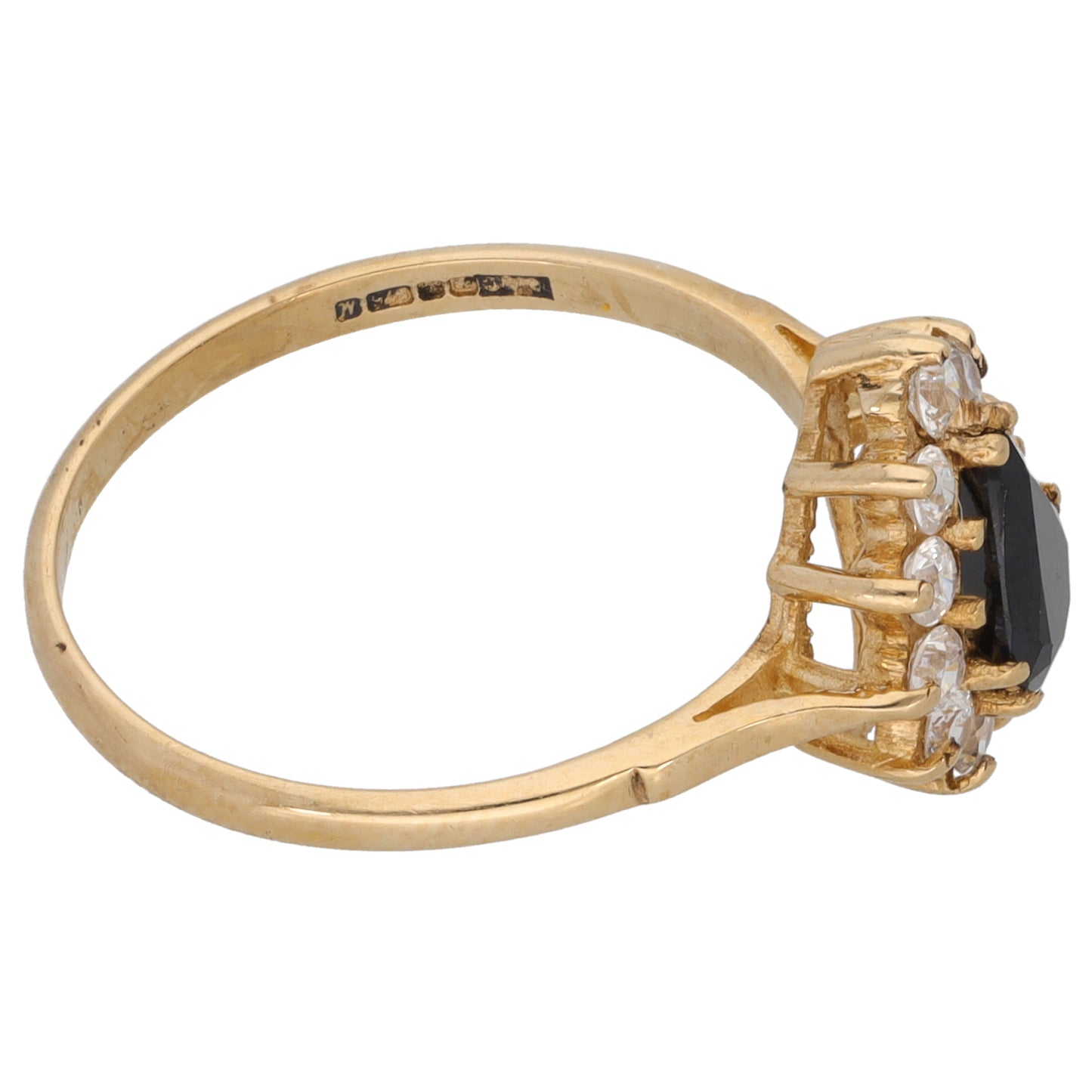 9ct Gold Sapphire & Cubic Zirconia Dress/Cocktail Ring Size N 1/2