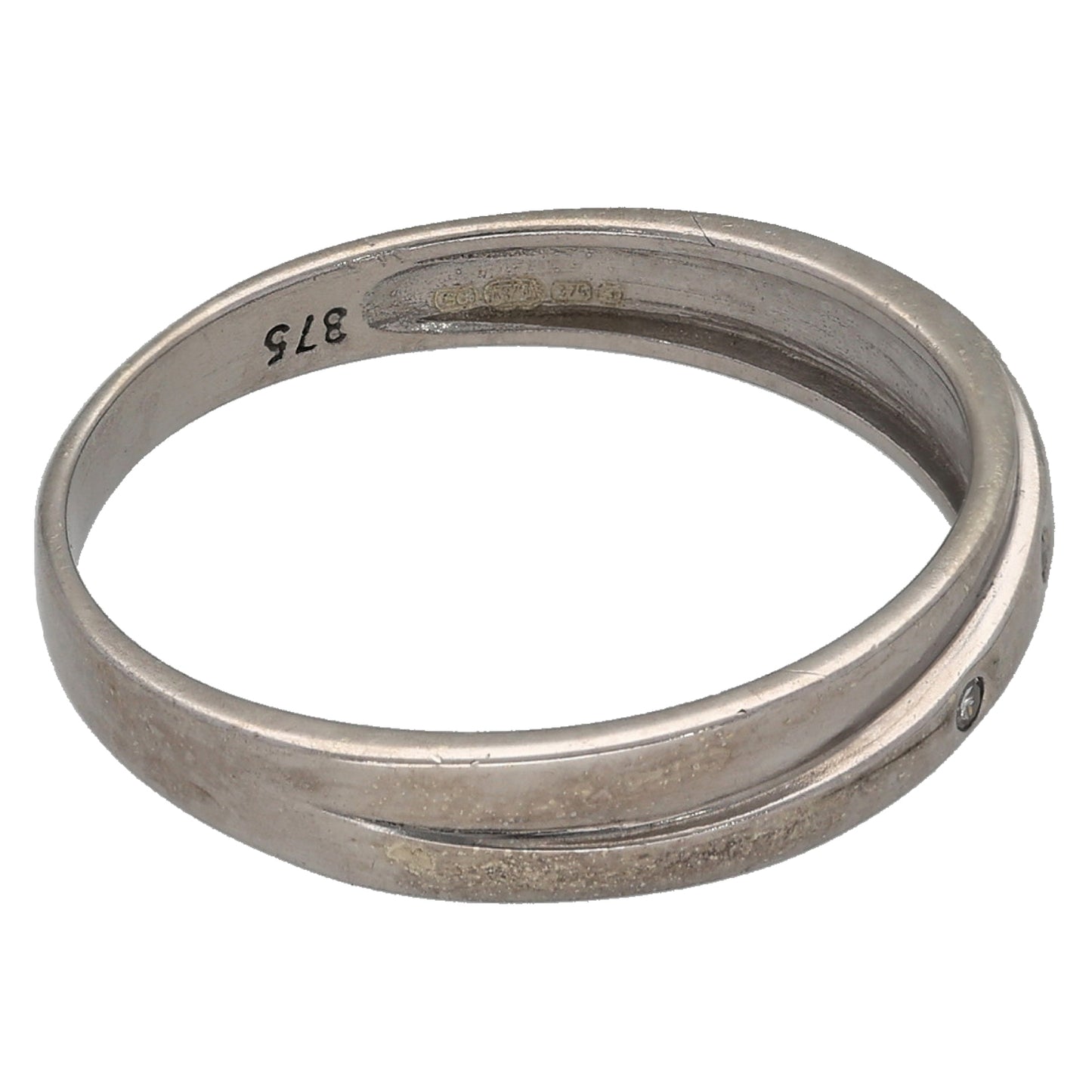 9ct White Gold 0.015ct Diamond Trilogy Ring Size P