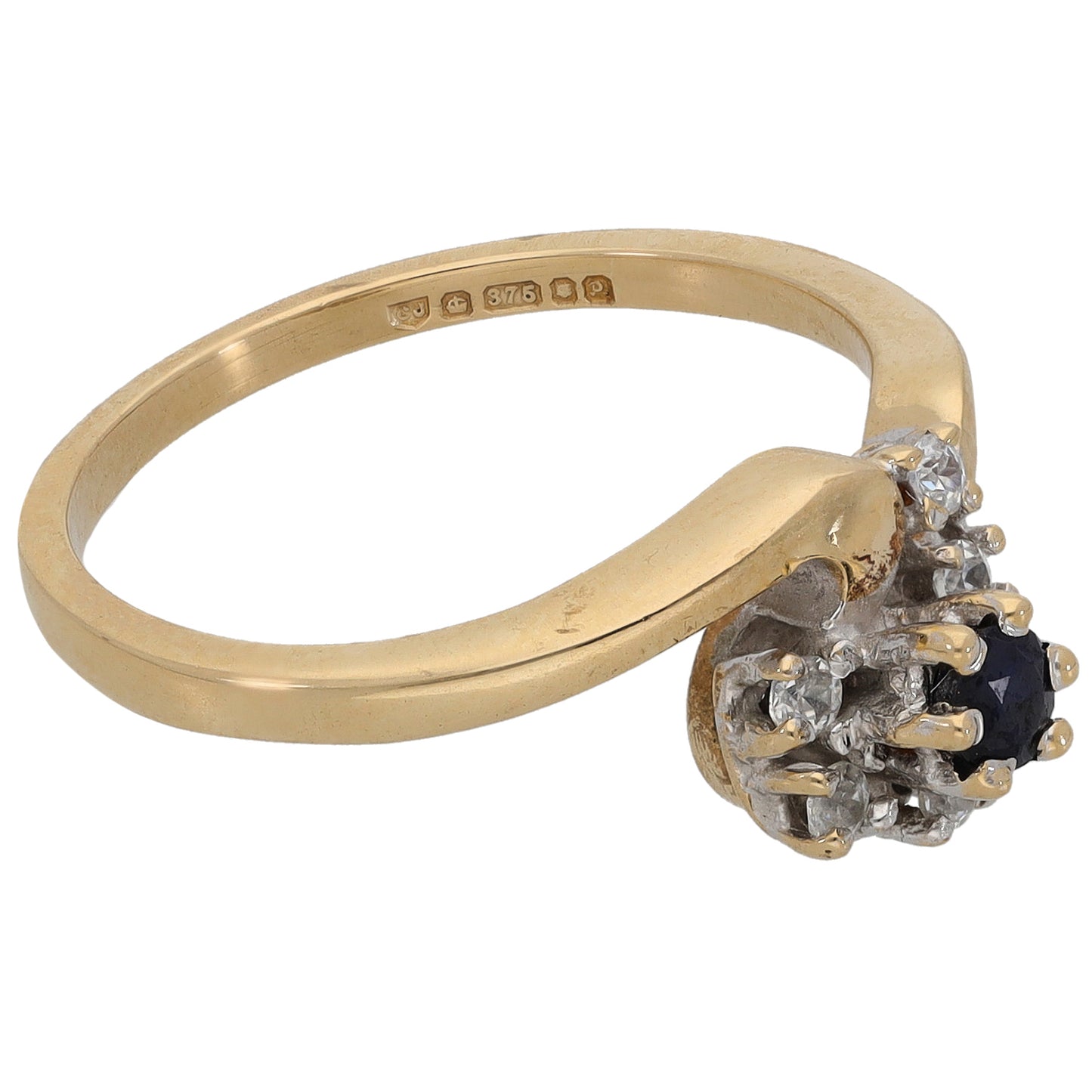 9ct Gold Sapphire & Cubic Zirconia Dress/Cocktail Ring Size N
