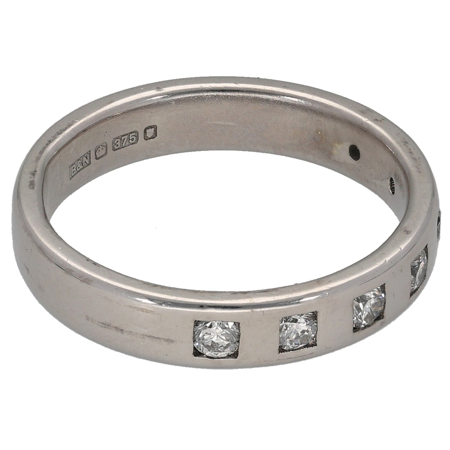 9ct White Gold 0.28ct Diamond Half Eternity Ring Size O