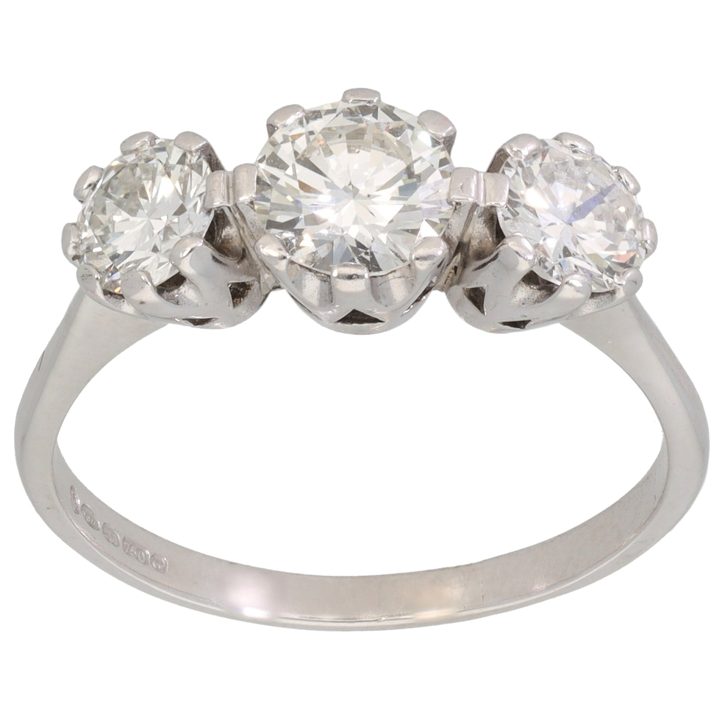 18ct White Gold 2.50ct Diamond Trilogy Ring Size W