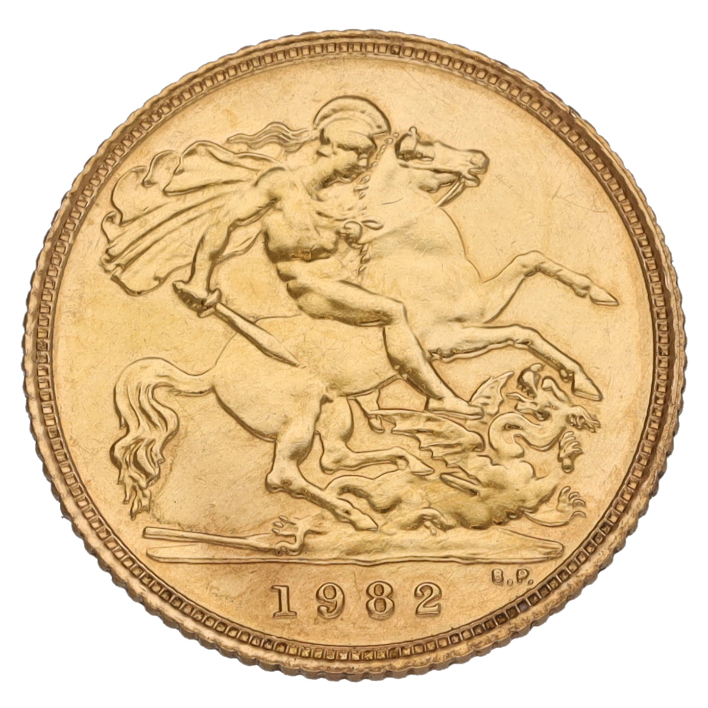 22ct Gold Queen Elizabeth II Half Sovereign Coin 1982