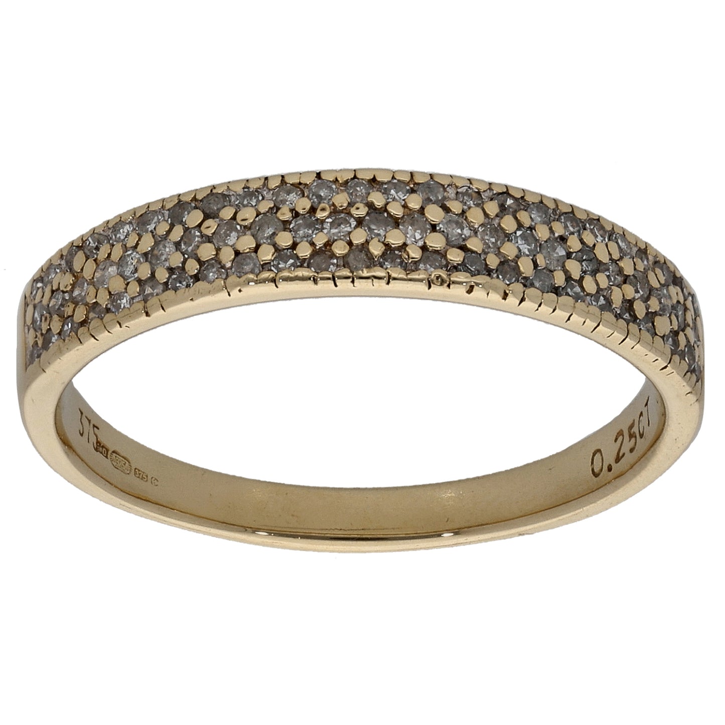 9ct Gold 0.25ct Diamond Half Eternity Ring Size N