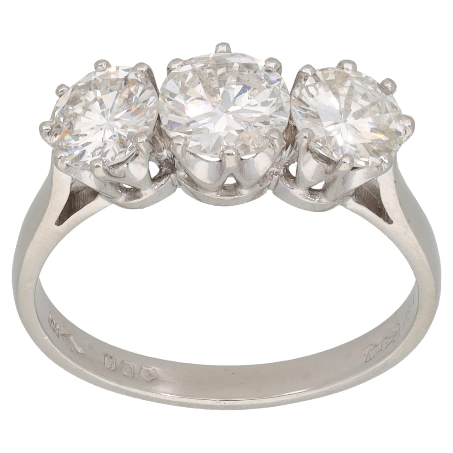 Platinum 0.77ct Diamond Trilogy Ring Size N