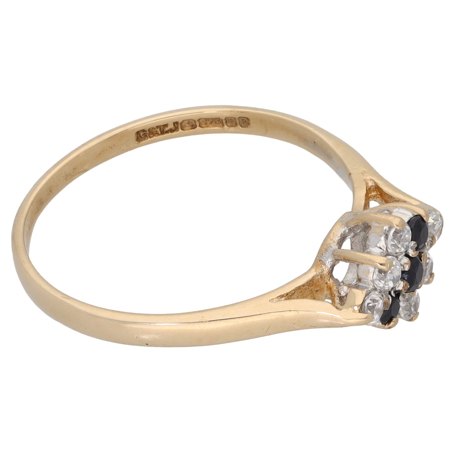 9ct Gold Sapphire & Cubic Zirconia Dress/Cocktail Ring Size R