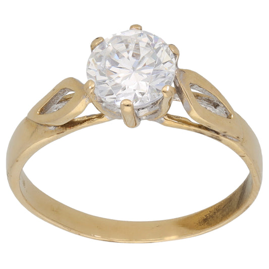 9ct Gold Cubic Zirconia Single Stone Ring Size M