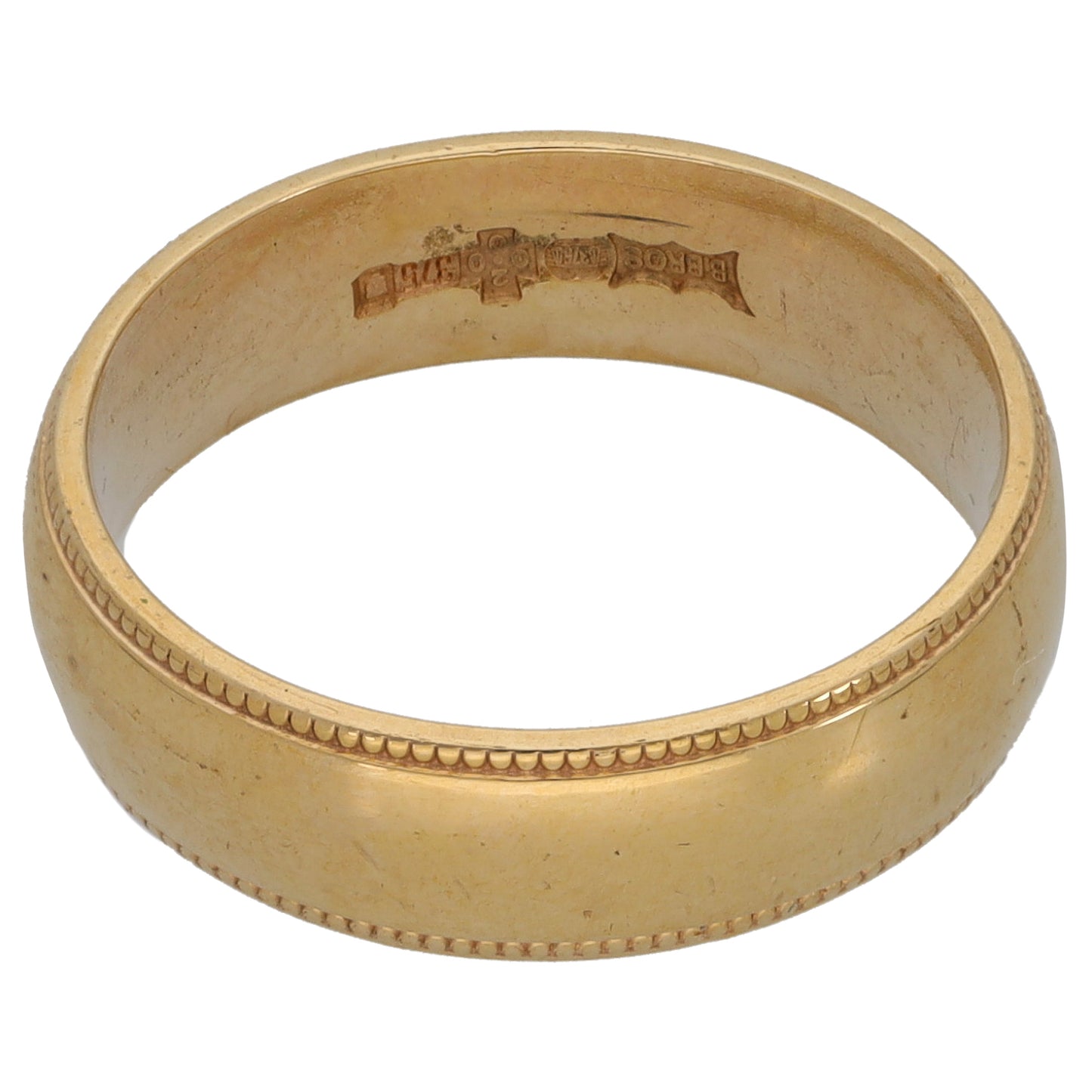 9ct Gold Patterned Wedding Ring Size L