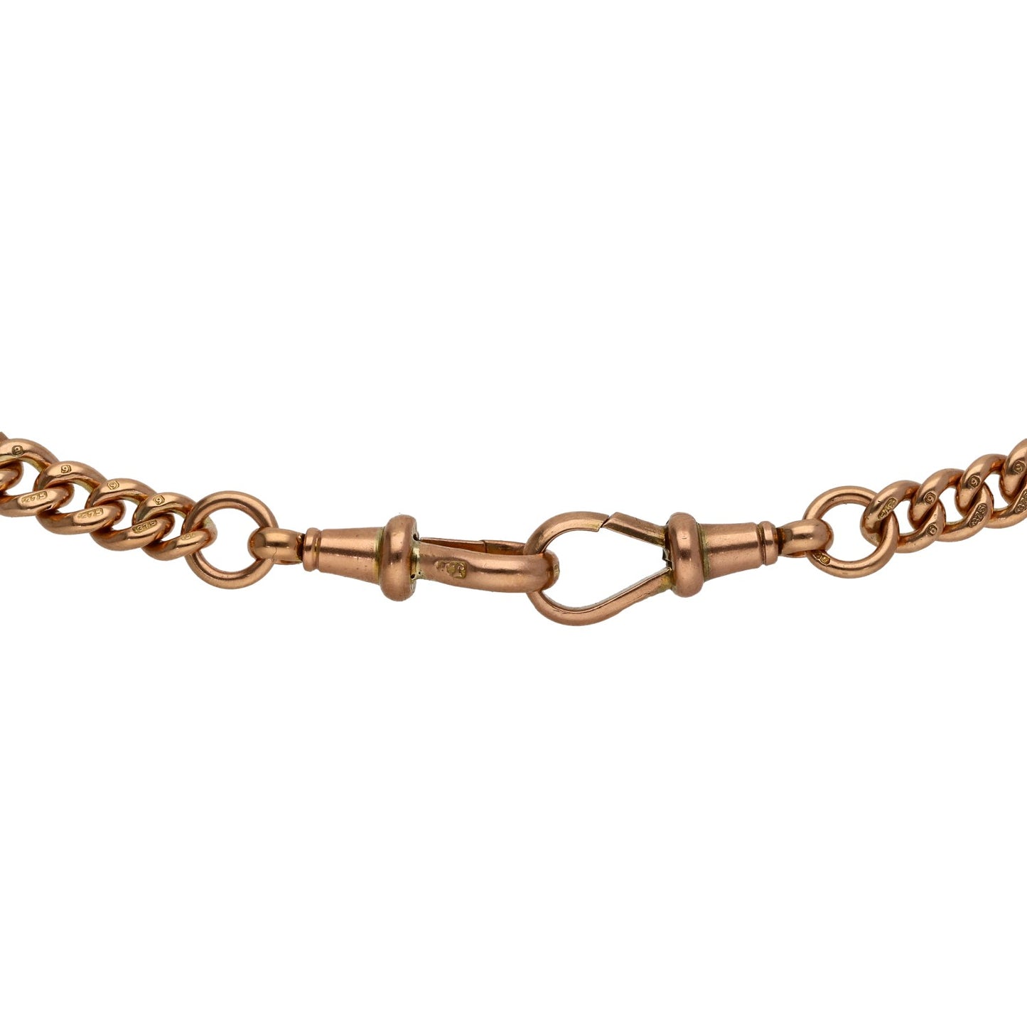 9ct Rose Gold Fob/Watch Chain 14"