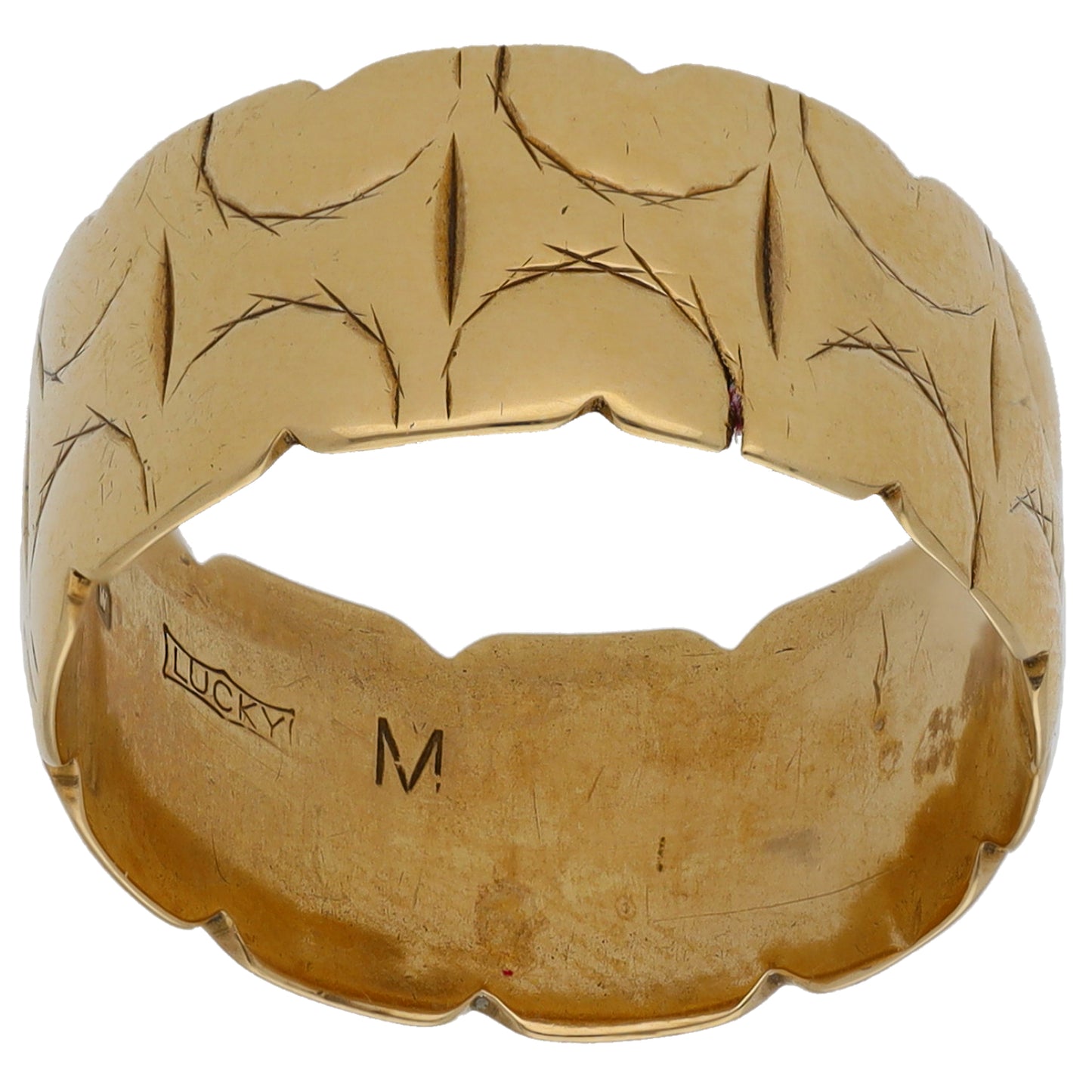 9ct Gold Patterned Wedding Ring Size M