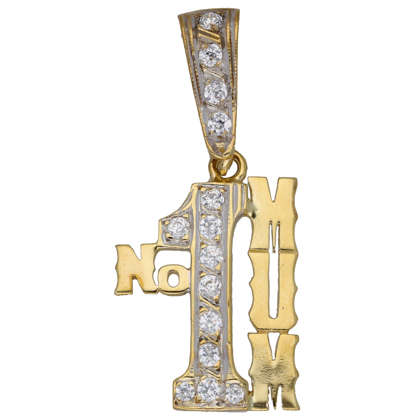 9ct Gold Cubic Zirconia No1 Mum Pendant