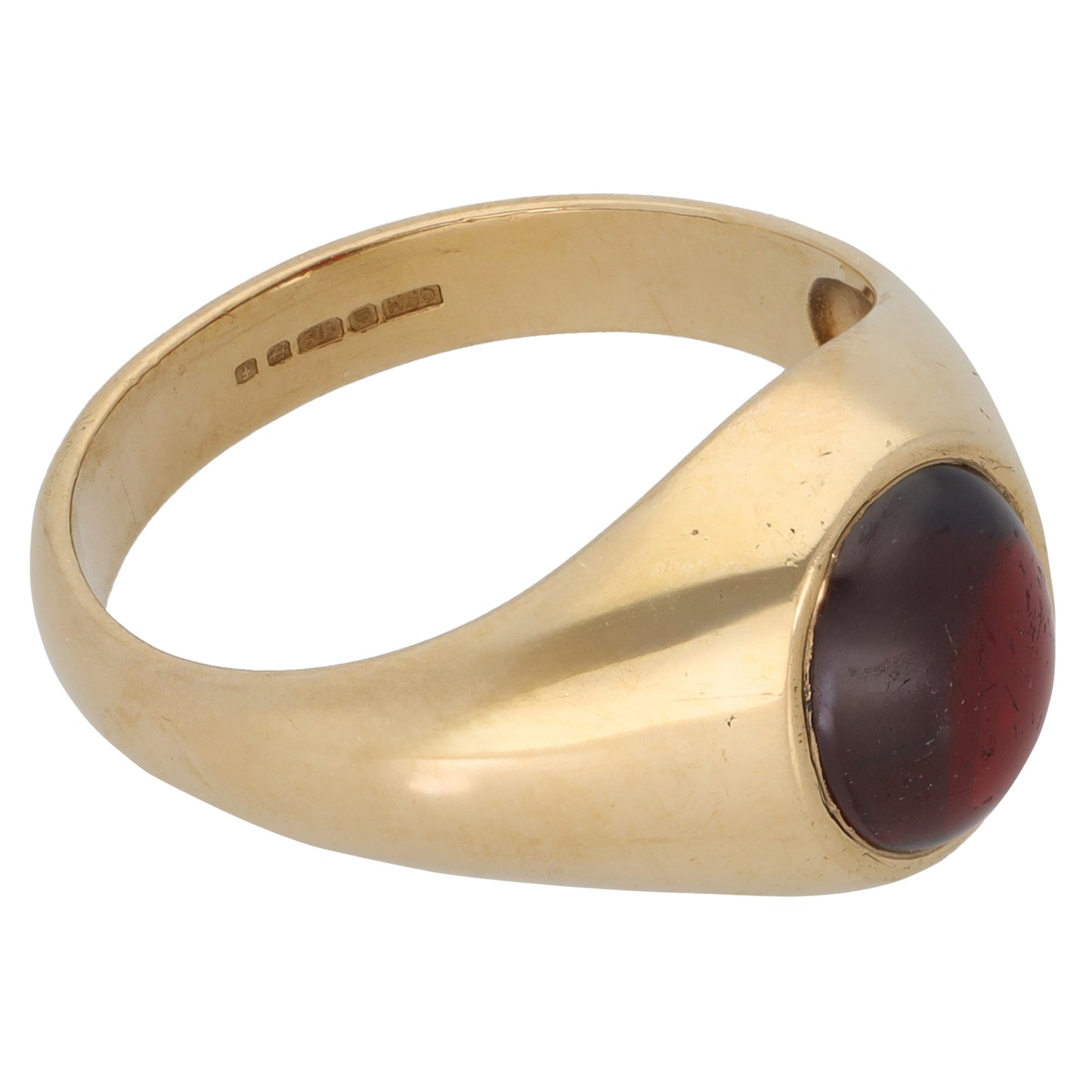 9ct Gold Garnet Single Stone Ring Size S