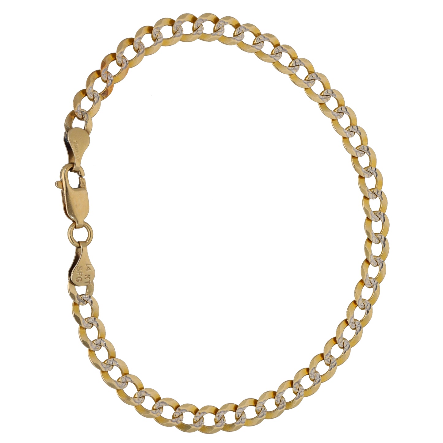 14ct Bi-Colour Gold Curb Bracelet