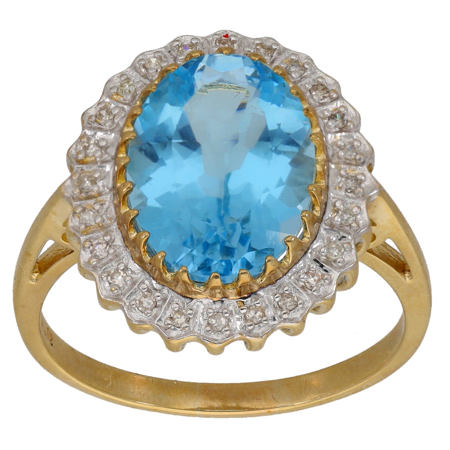 9ct Gold Topaz & 0.12ct Diamond Dress/Cocktail Ring Size U