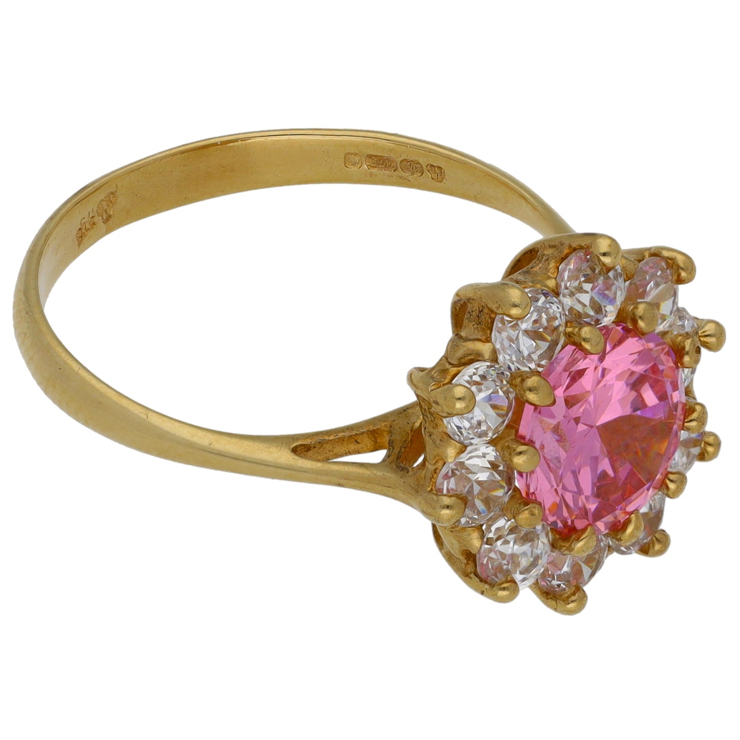 9ct Gold Cubic Zirconia Dress/Cocktail Ring Size M