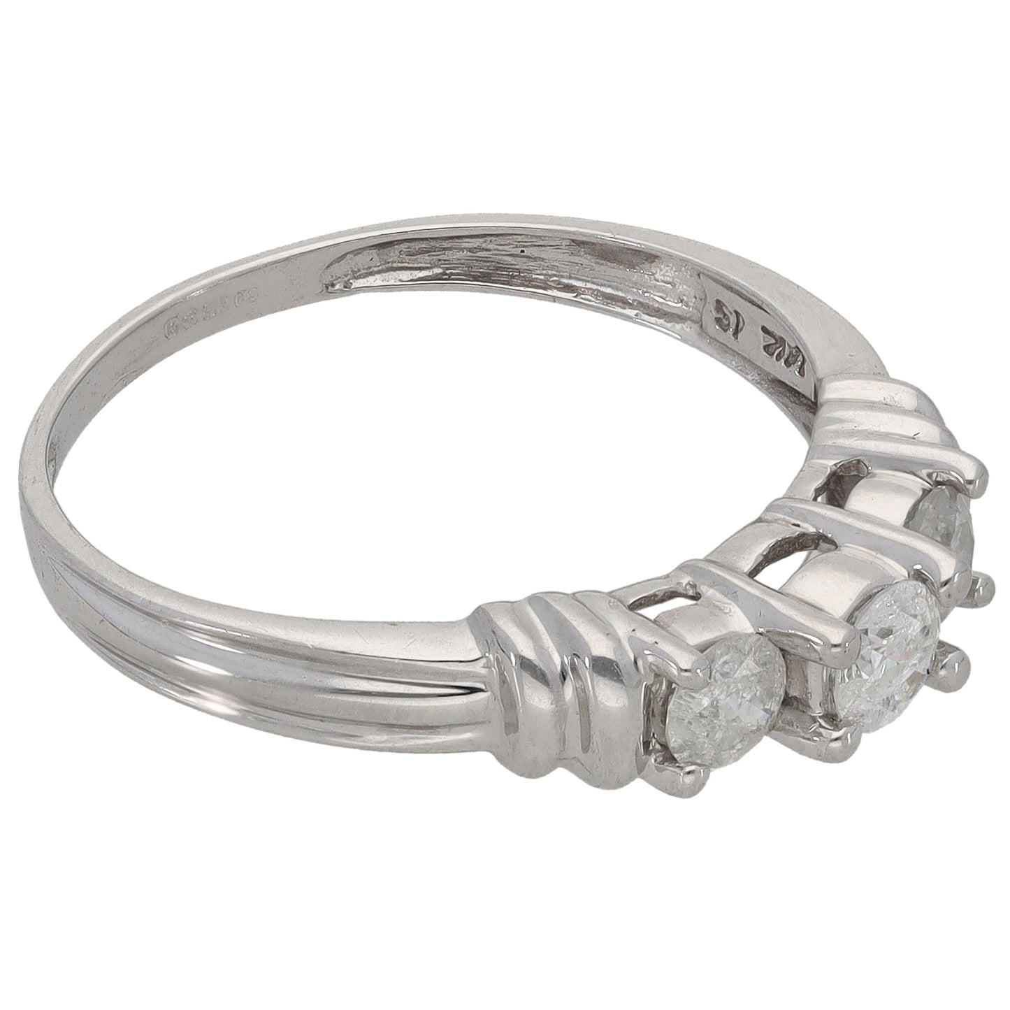 14ct White Gold 0.50ct Diamond Trilogy Ring Size Q