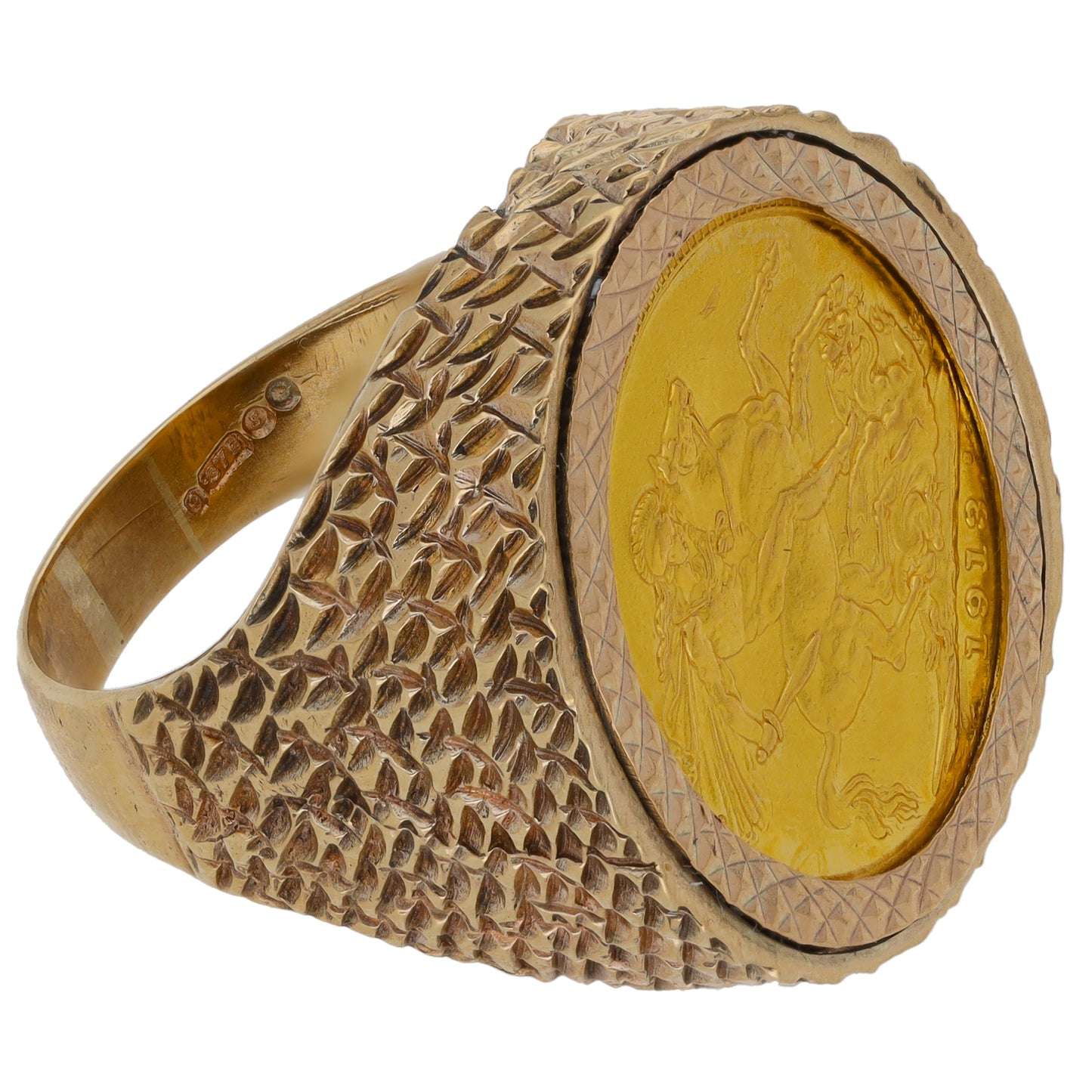 9ct Gold Coin Ring Size V