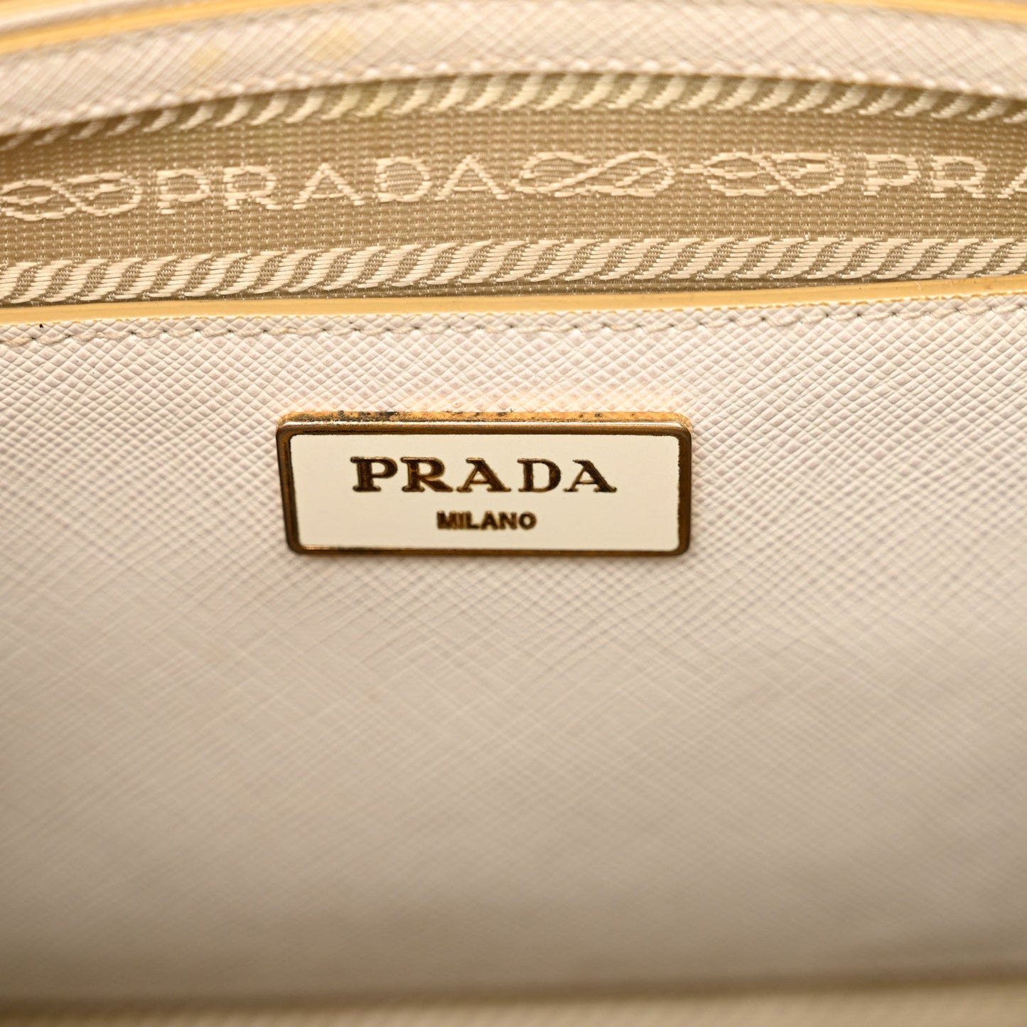 Prada Promenade Saffiano Leather Bag - Yellow & White