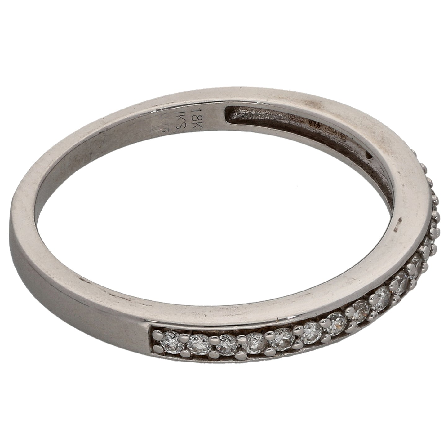 18ct White Gold 0.19ct Diamond Half Eternity Ring Size N