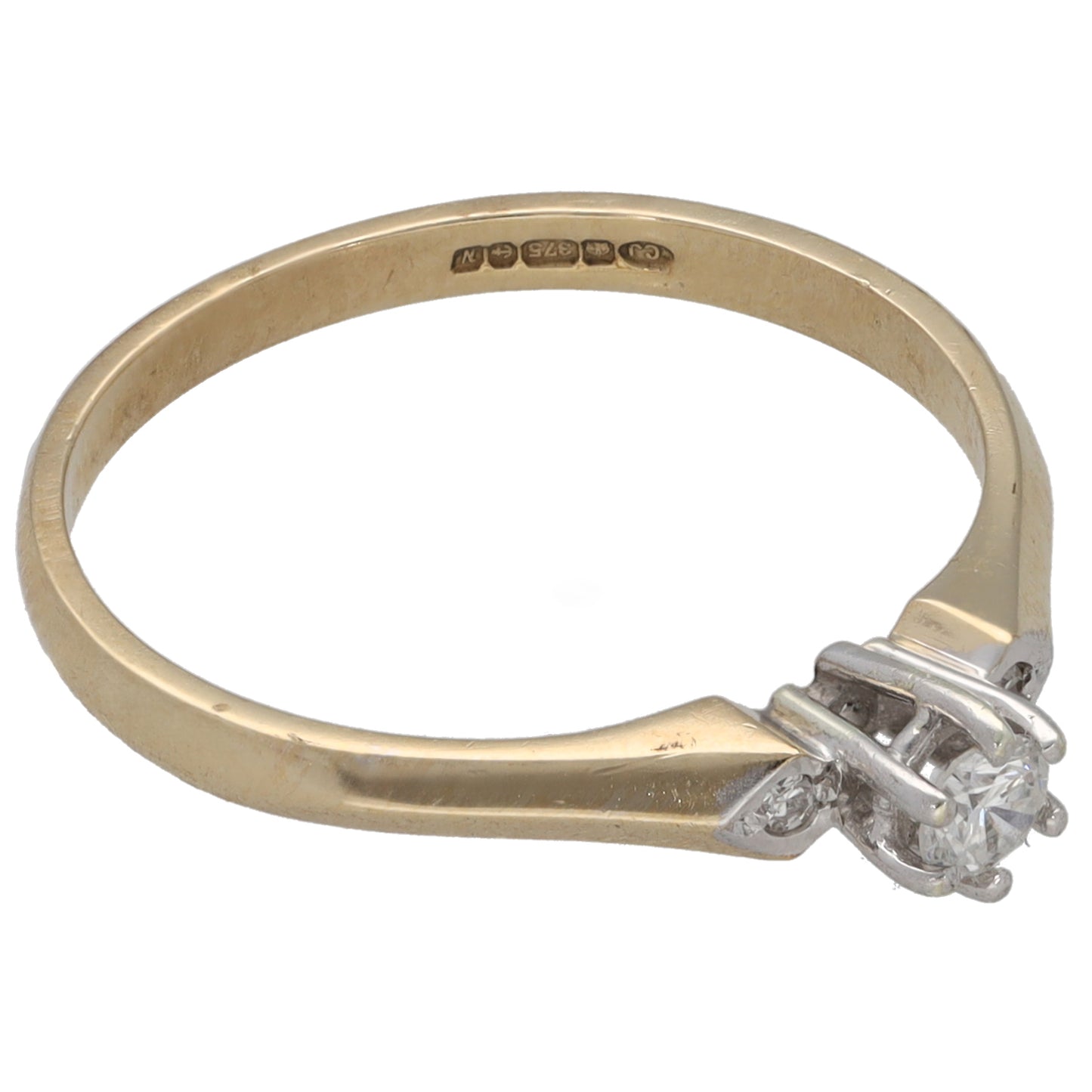 9ct Gold 0.11ct Diamond Trilogy Ring Size O