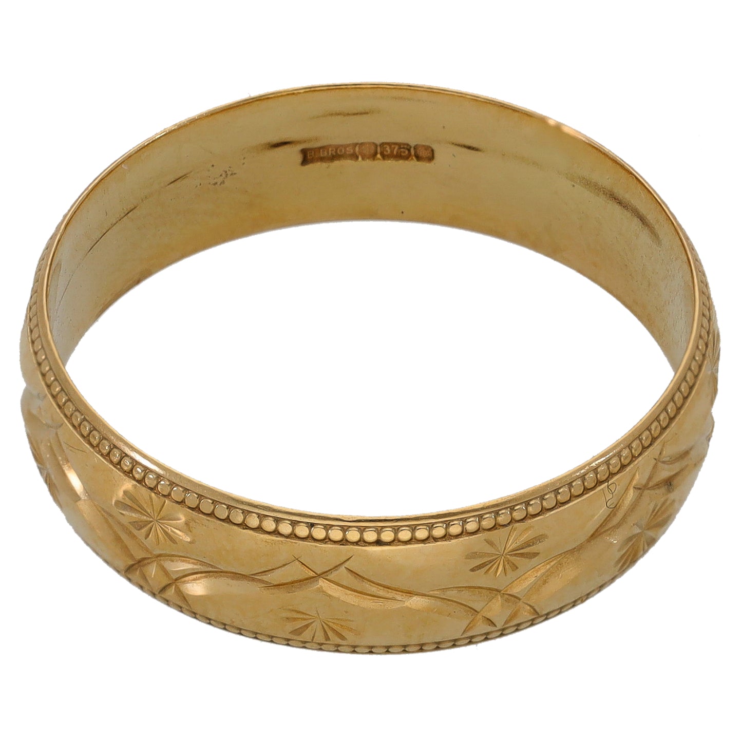 9ct Gold Patterned Wedding Ring Size W