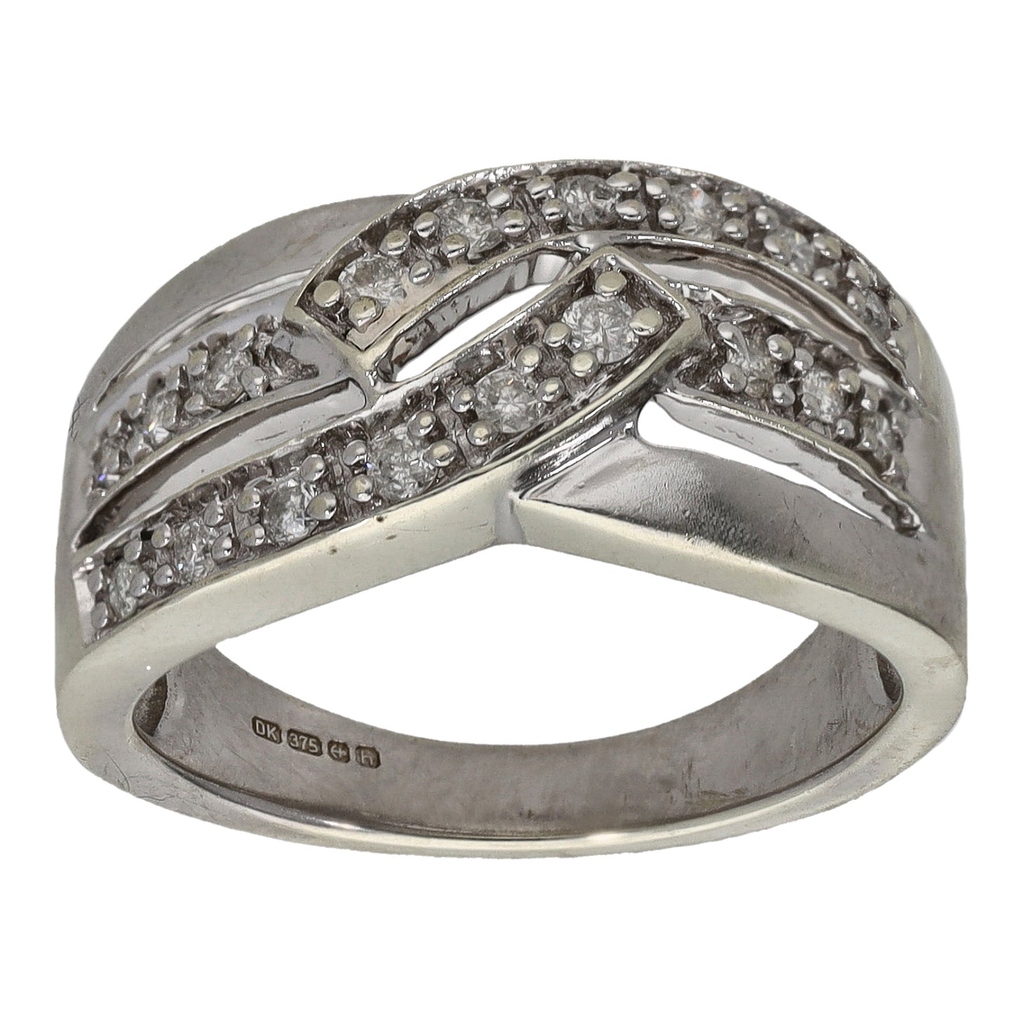 9ct White Gold 0.18ct Diamond Dress/Cocktail Ring Size N