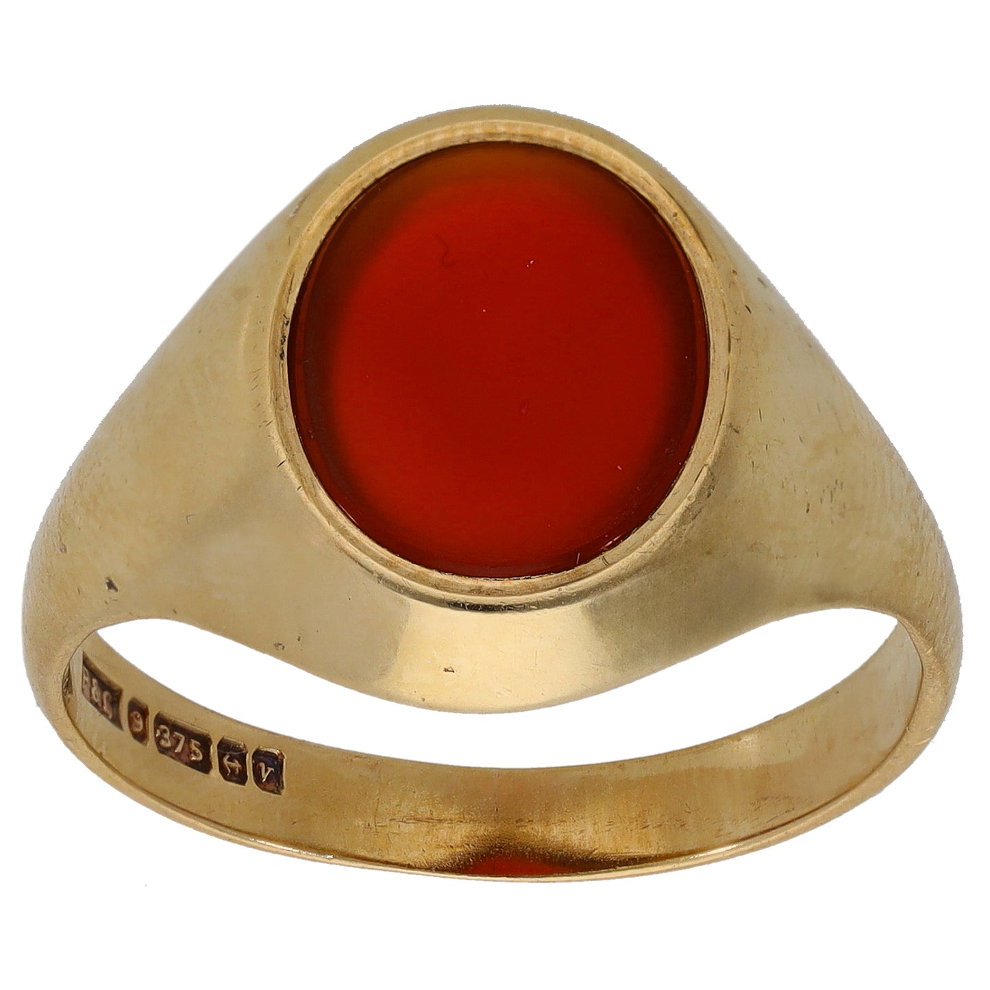 9ct Gold Carnelian Plain Signet Ring Size U