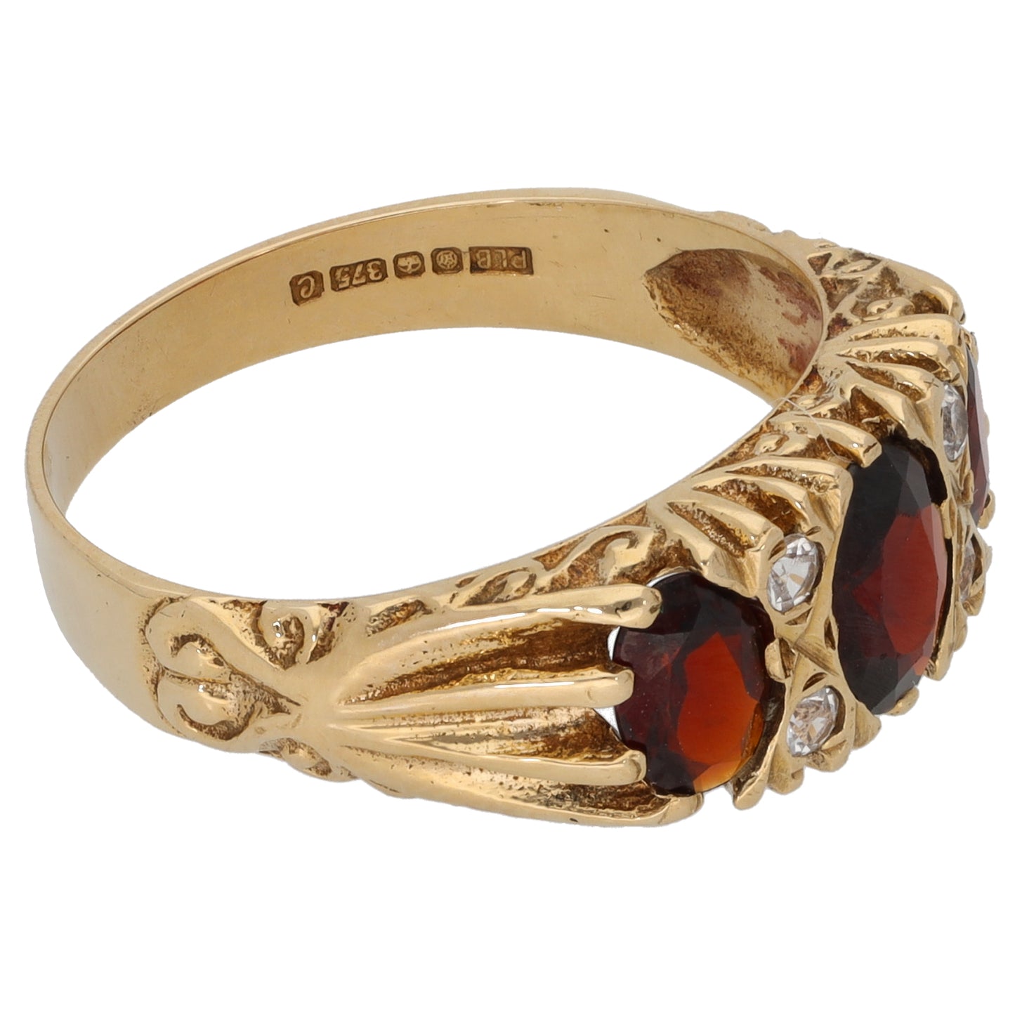 9ct Gold Garnet & Imitation Dress/Cocktail Ring Size R