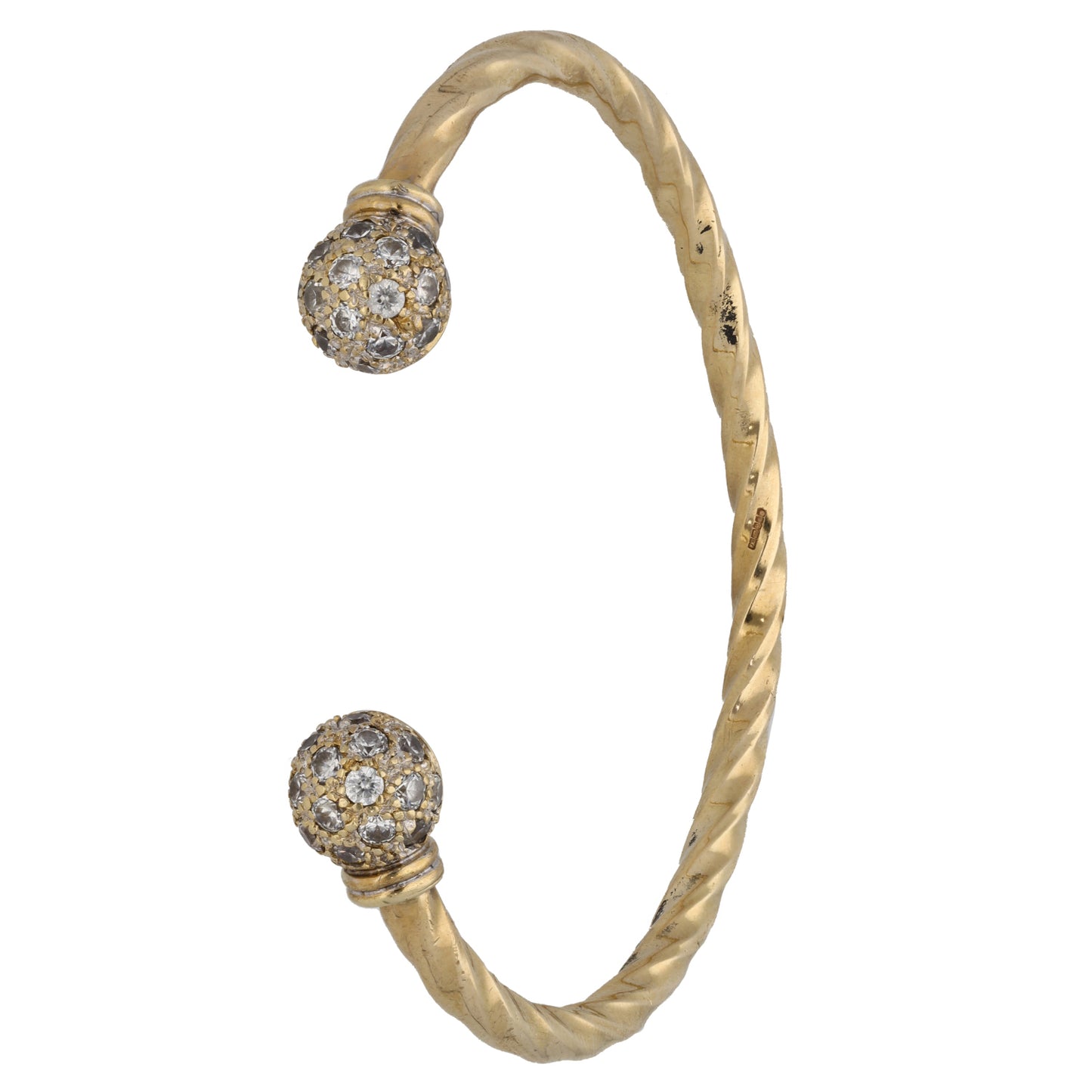 9ct Gold Cubic Zirconia Torque Bangle