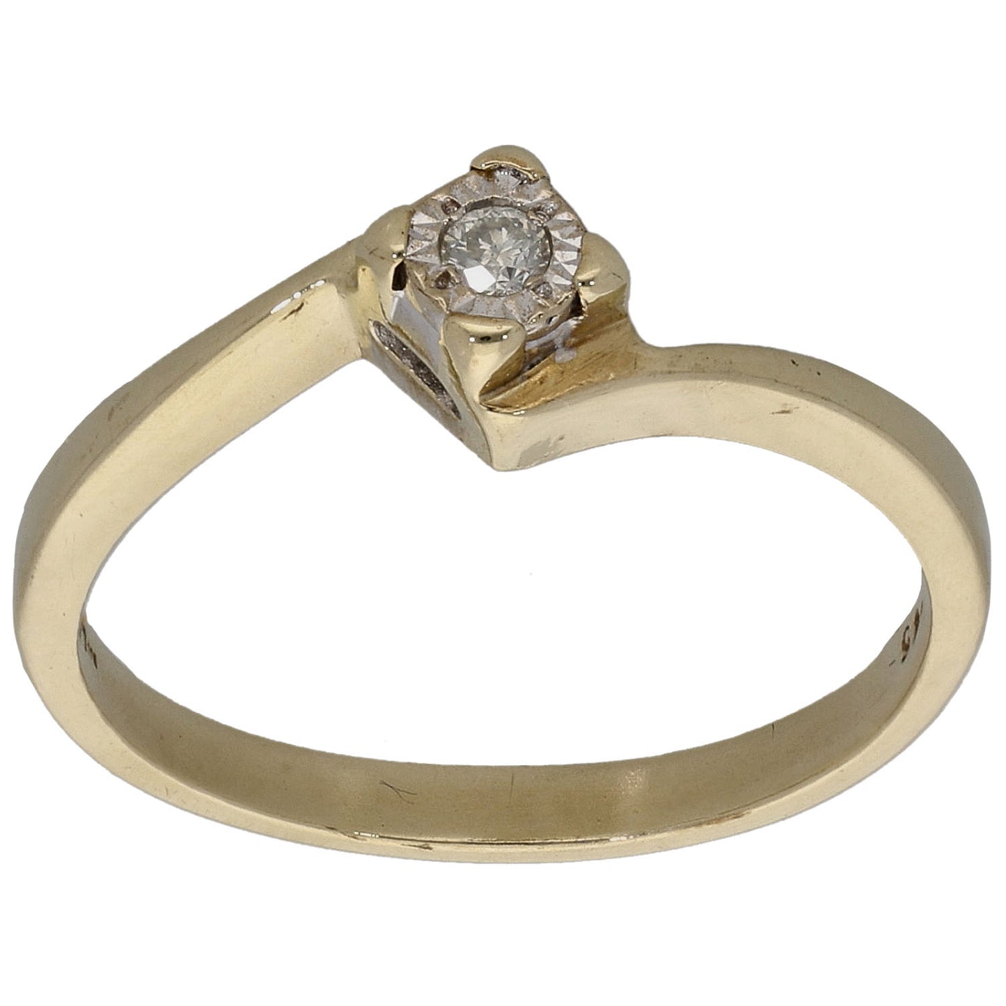 9ct Gold 0.05ct Diamond Solitaire Ring Size R