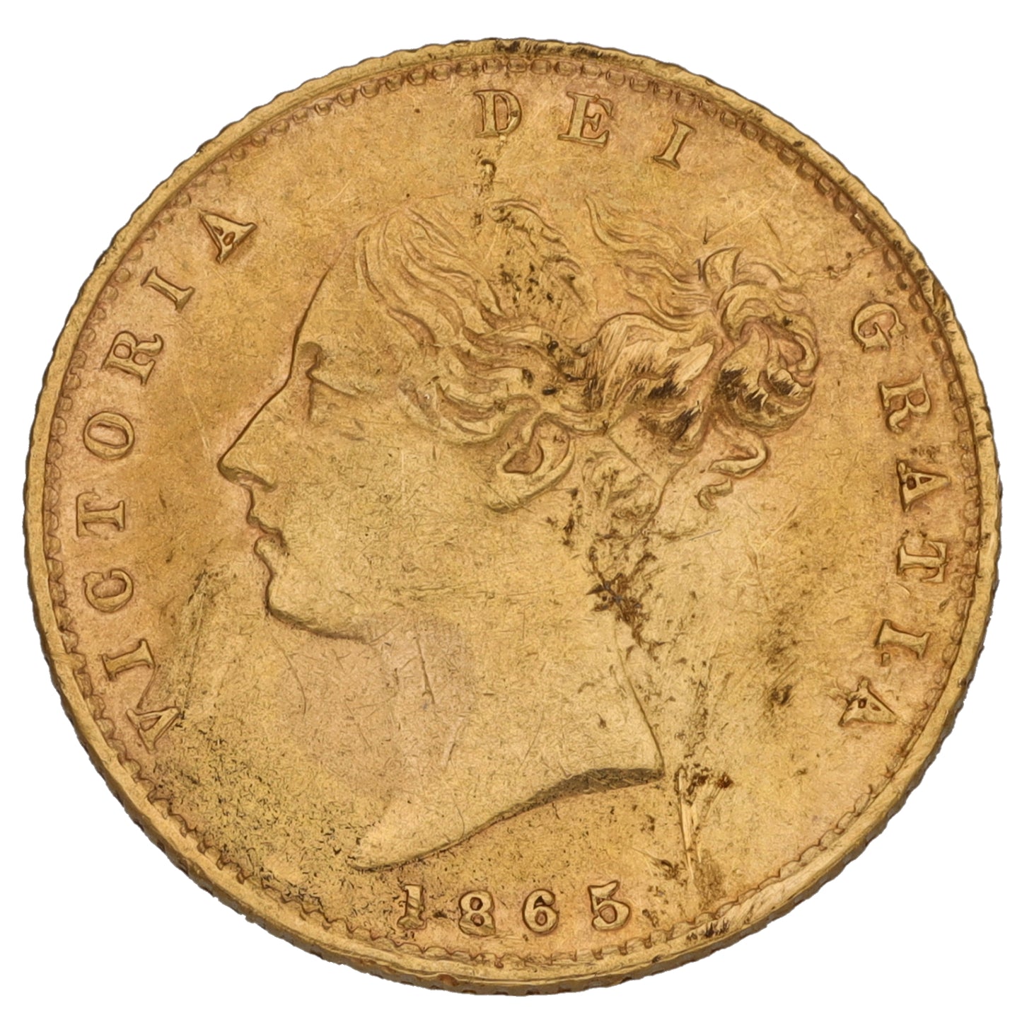 22ct Gold Queen Victoria Half Sovereign Coin 1865