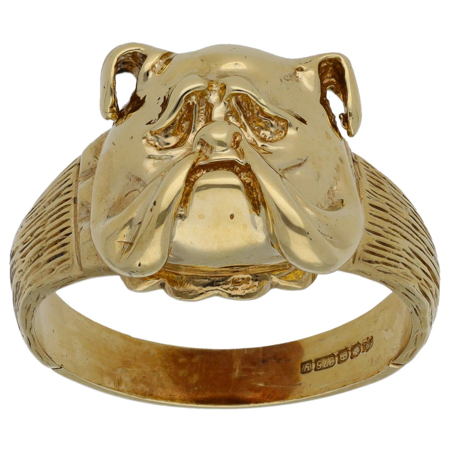 9ct Gold Bulldog Ring Size W