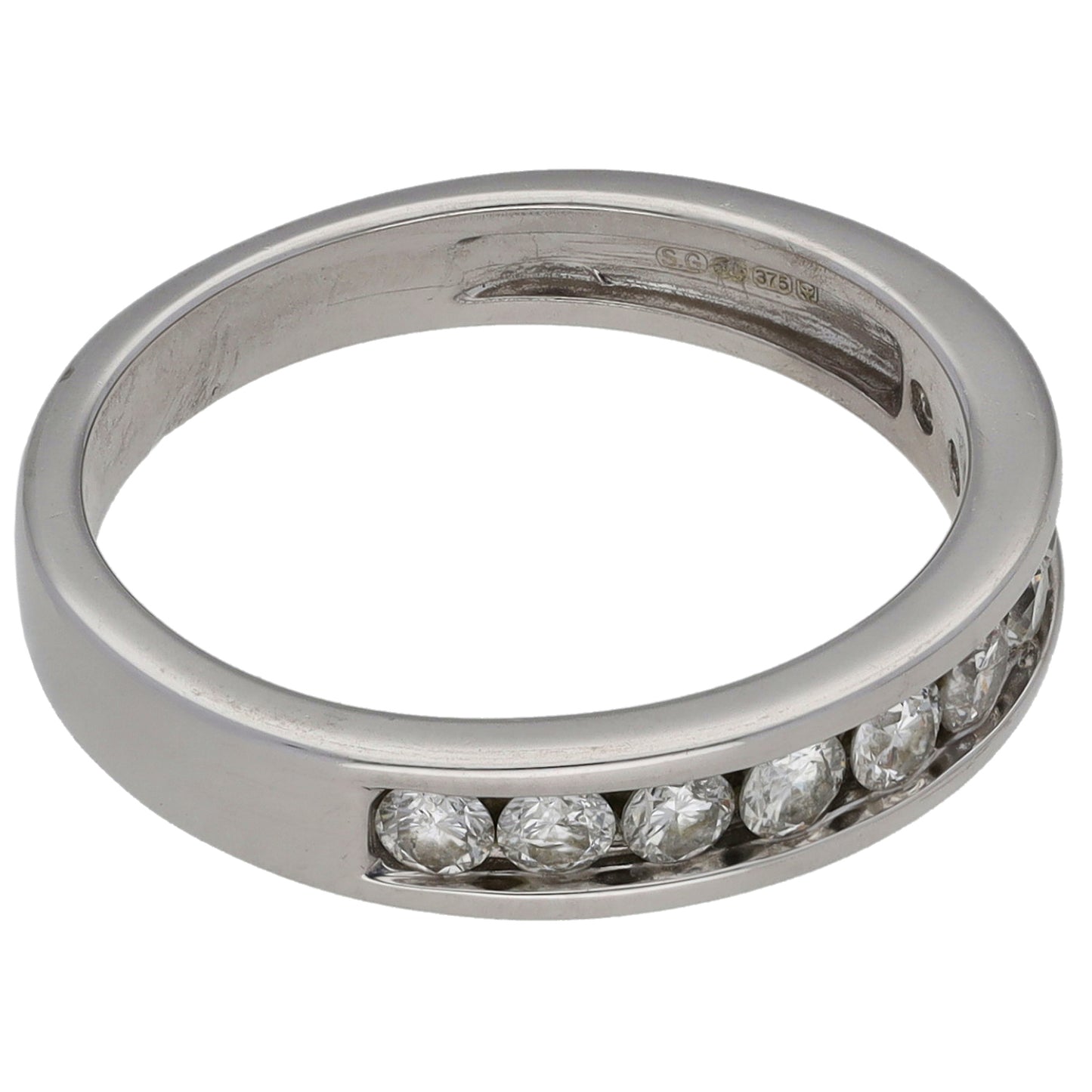 9ct White Gold 0.50ct Diamond Half Eternity Ring Size M