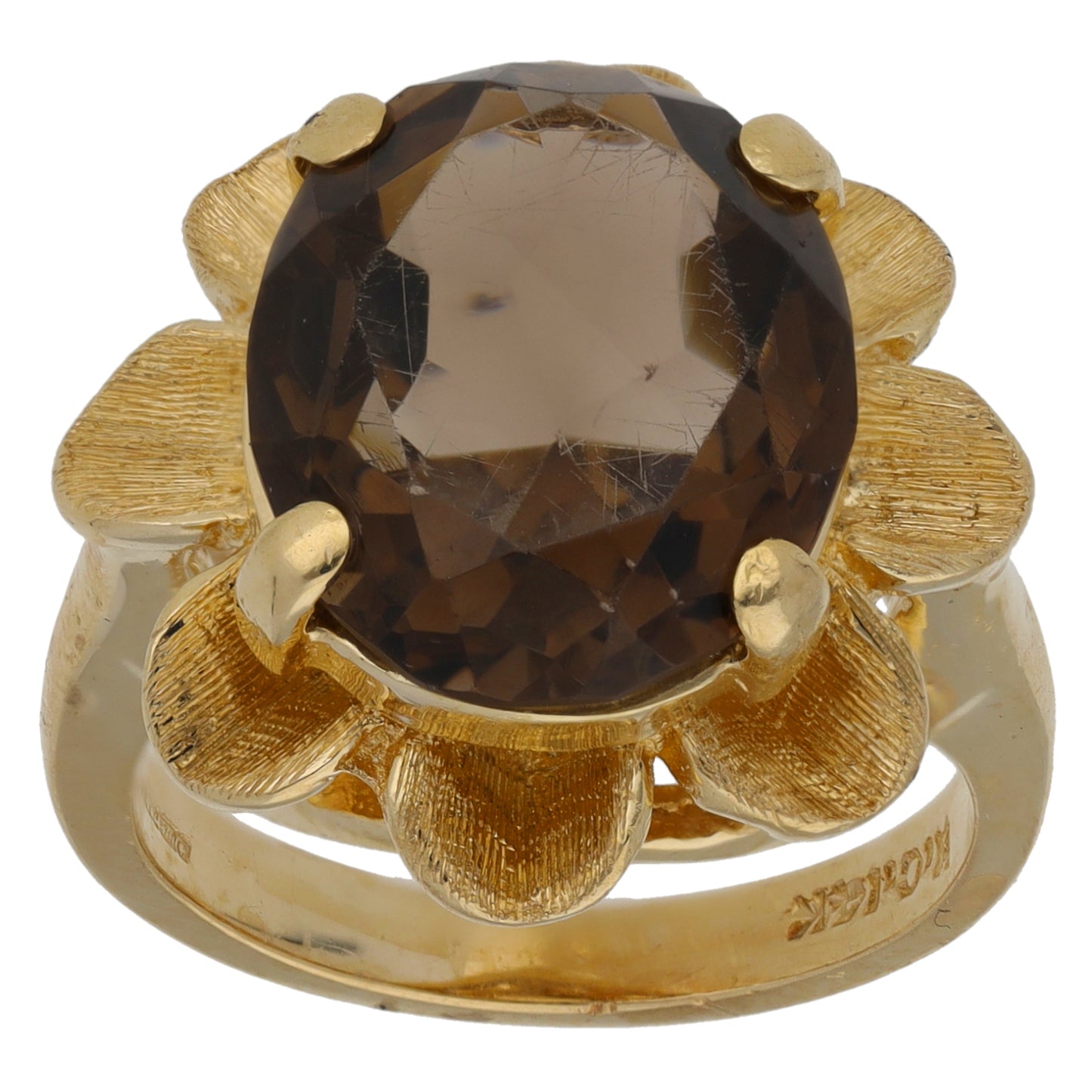 9ct Gold Smoky Quartz Single Stone Ring Size L