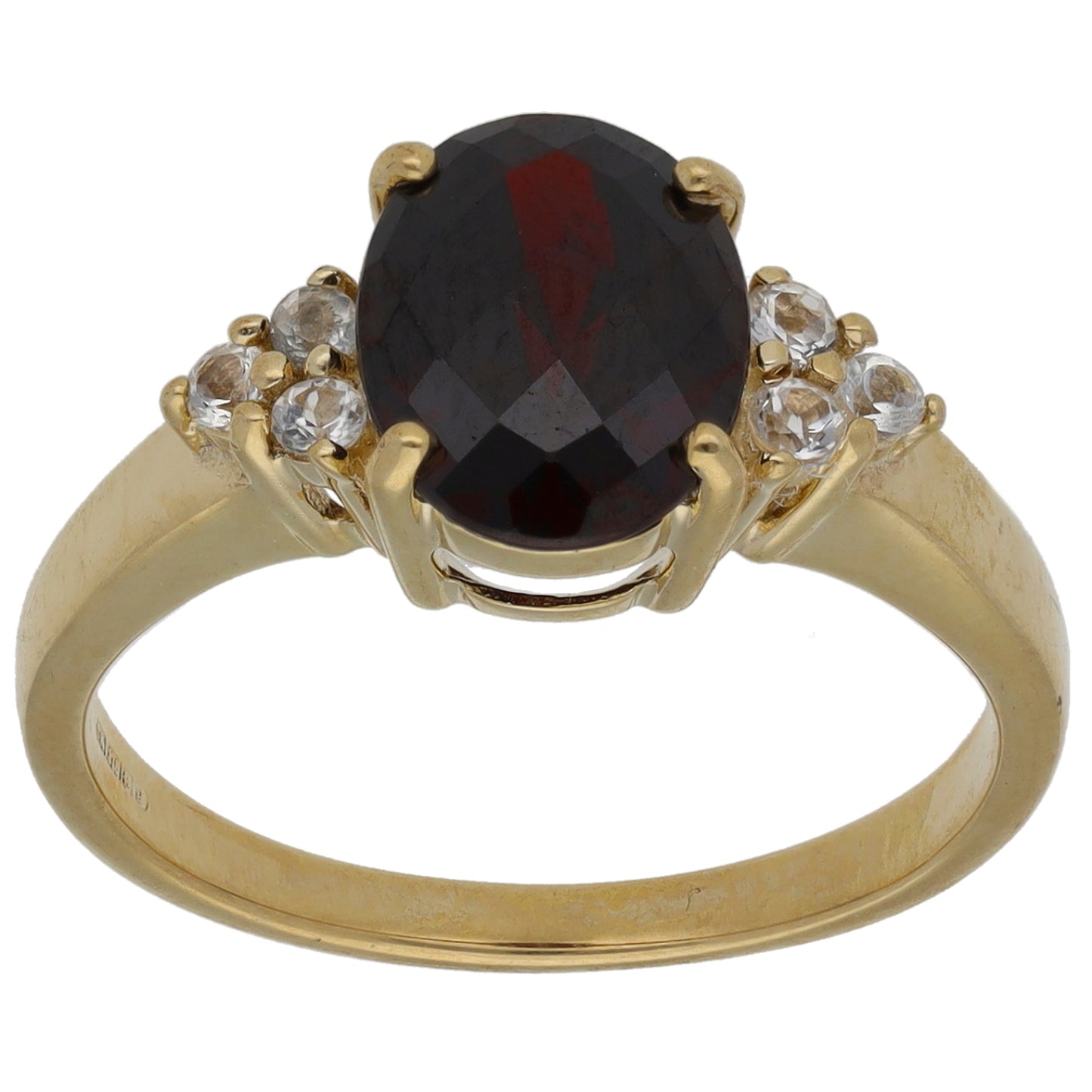 9ct Gold Garnet & Cubic Zirconia Dress/Cocktail Ring Size N