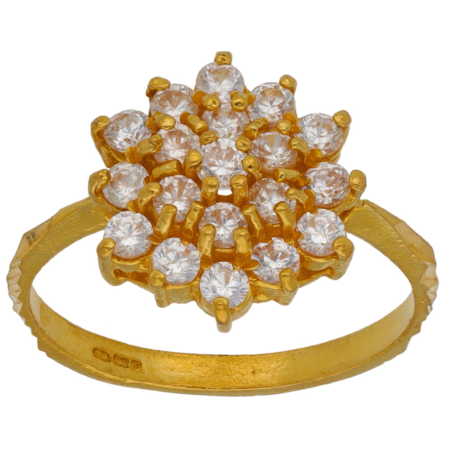 22ct Gold Cubic Zirconia Cluster Ring Size P