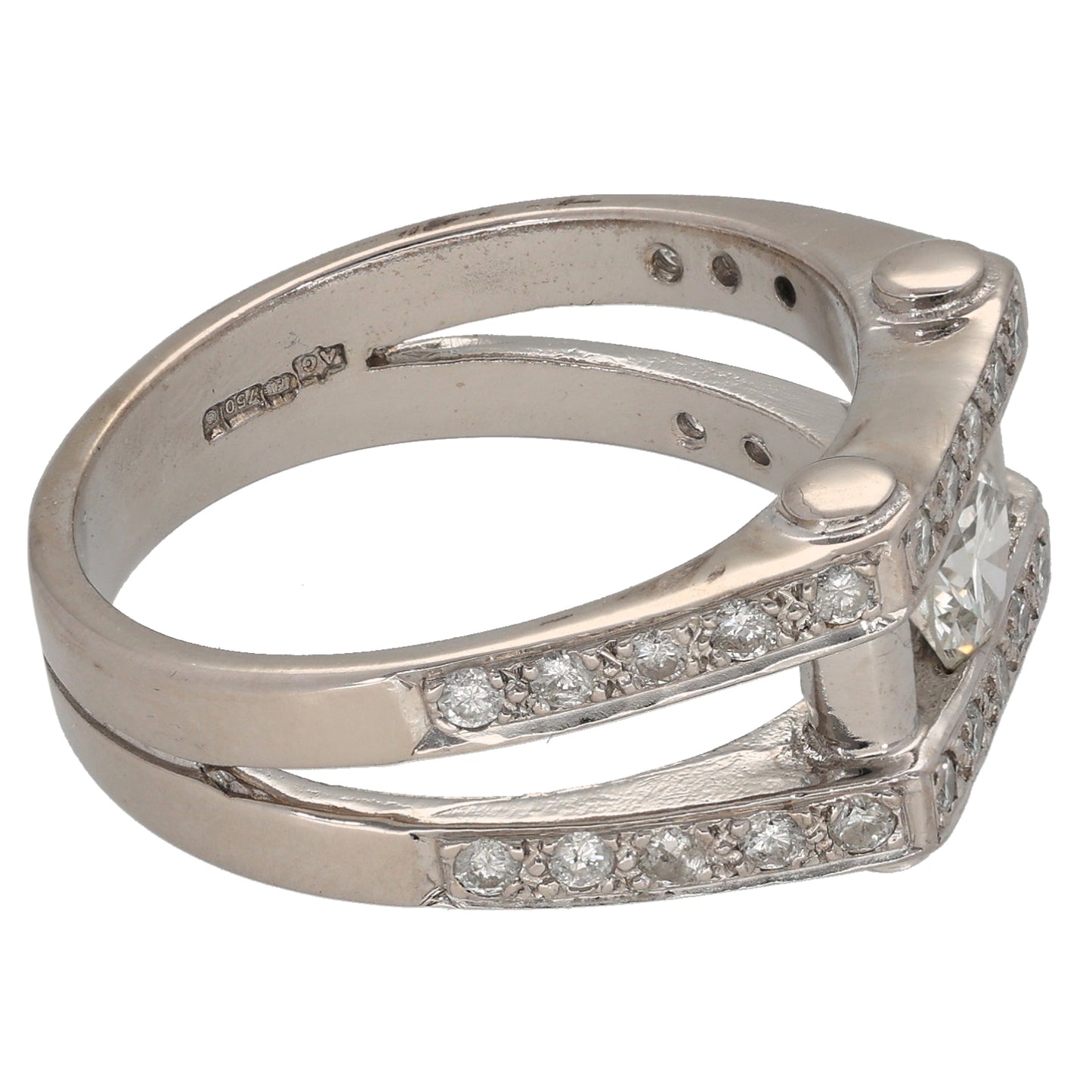 18ct White Gold 1.05ct Diamond Dress/Cocktail Ring Size R