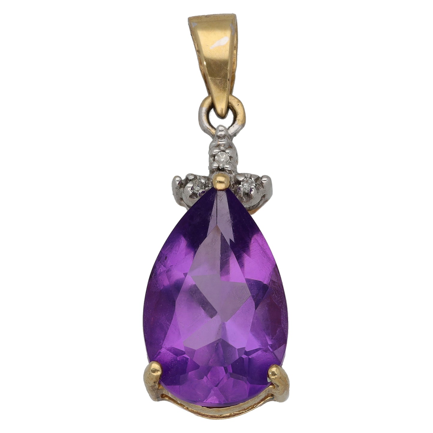 9ct Gold Amethyst & 0.015ct Diamond Dress/Cocktail Pendant