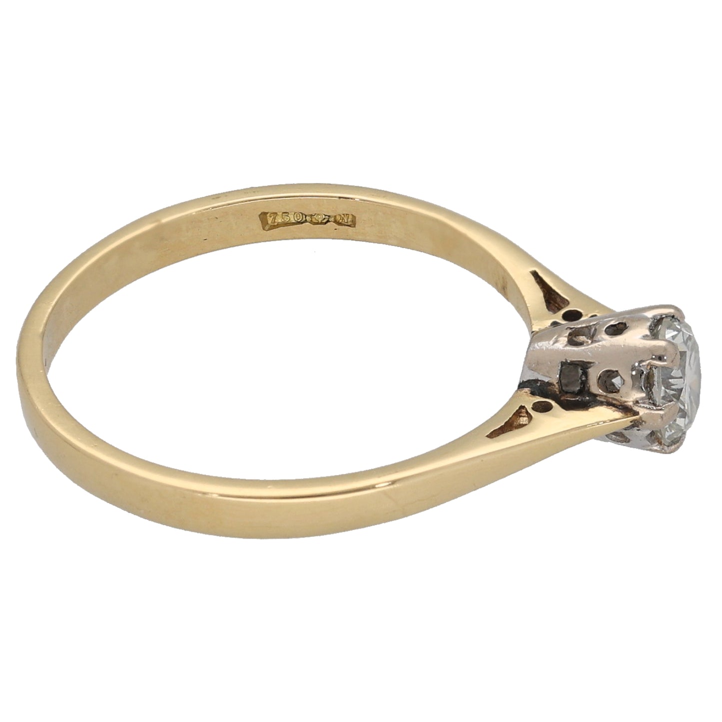 18ct Bicolour Gold 0.25ct Diamond Solitaire Ring Size M