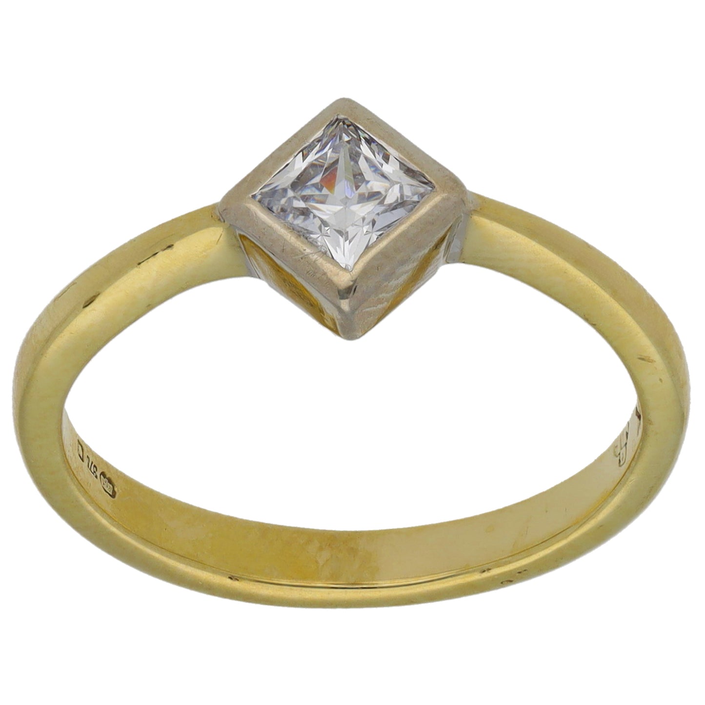 9ct Gold Cubic Zirconia Solitaire Ring Size M