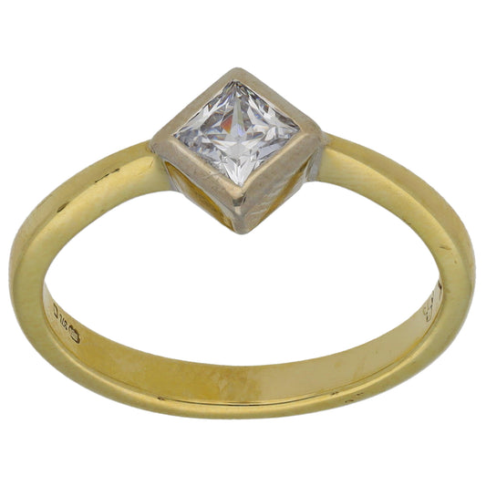 9ct Gold Cubic Zirconia Solitaire Ring Size M