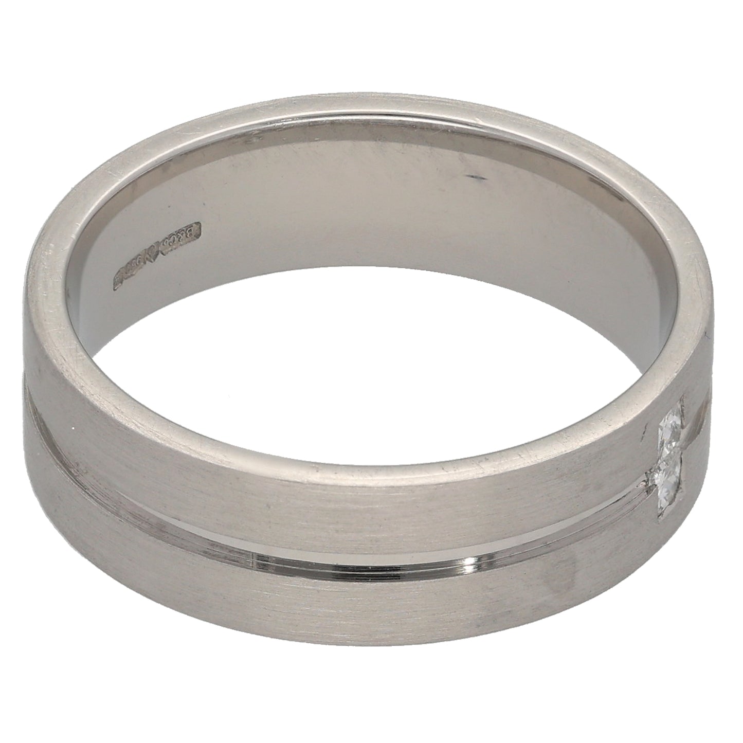 Platinum 0.10ct Diamond Patterned Wedding Ring Size P