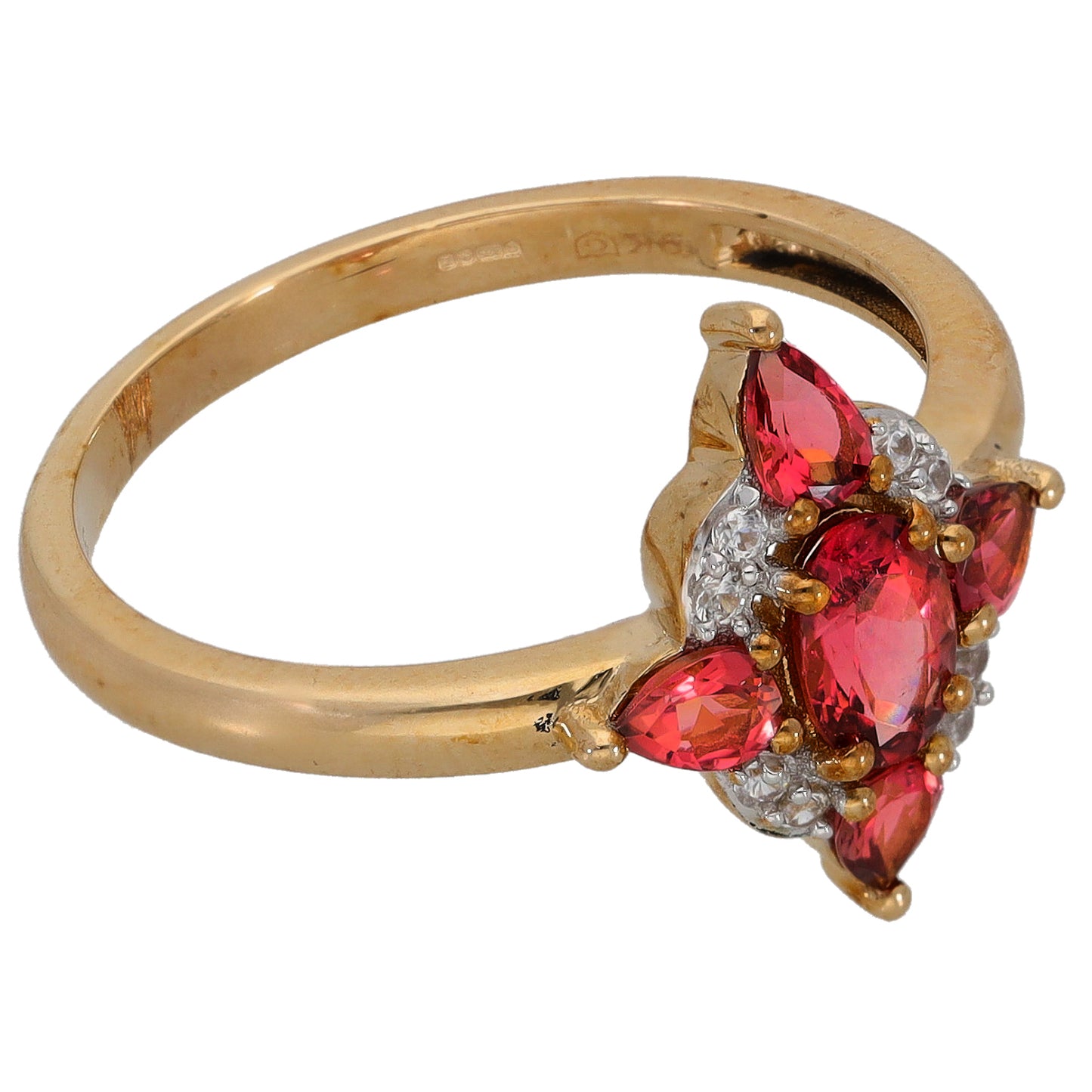 9ct Gold Tourmaline & Imitation Gems Dress/Cocktail Ring Size S