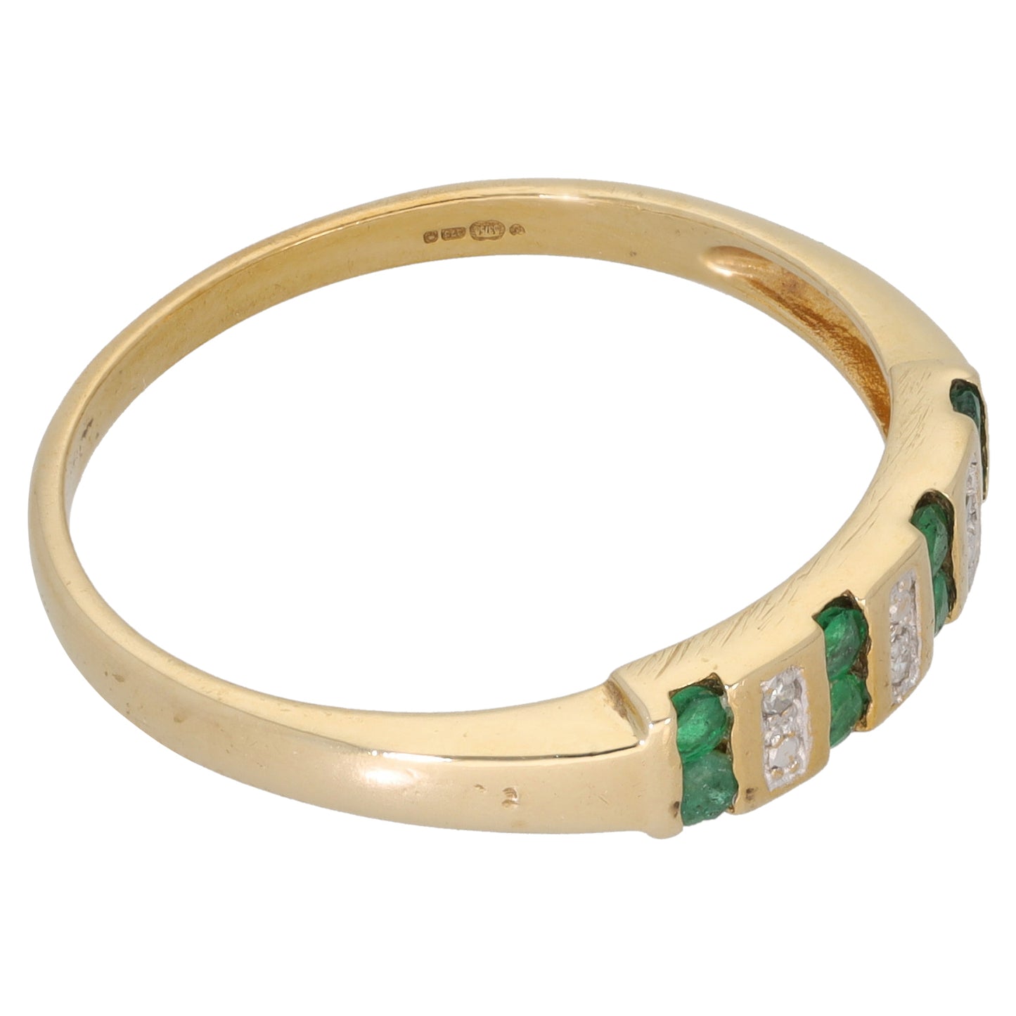 9ct Gold 0.015ct Diamond & Emerald Dress/Cocktail Ring Size V