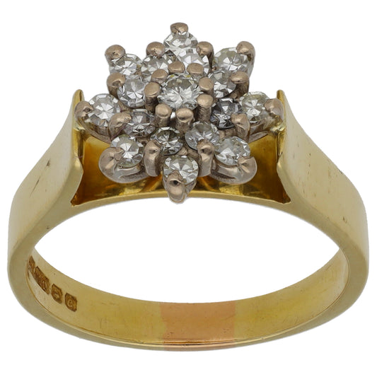 18ct Gold 0.45ct Diamond Cluster Ring Size O
